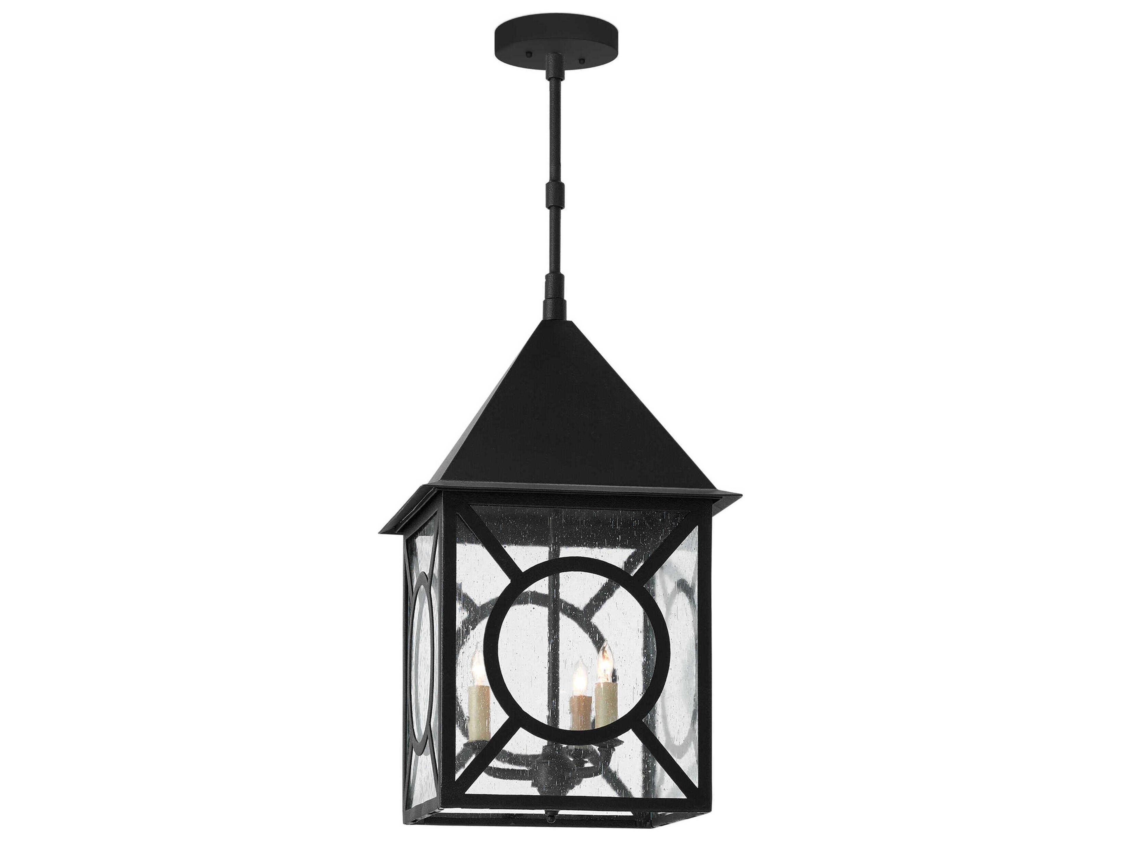 Currey & Company Ripley 3 - Light Glass Outdoor Hanging Light