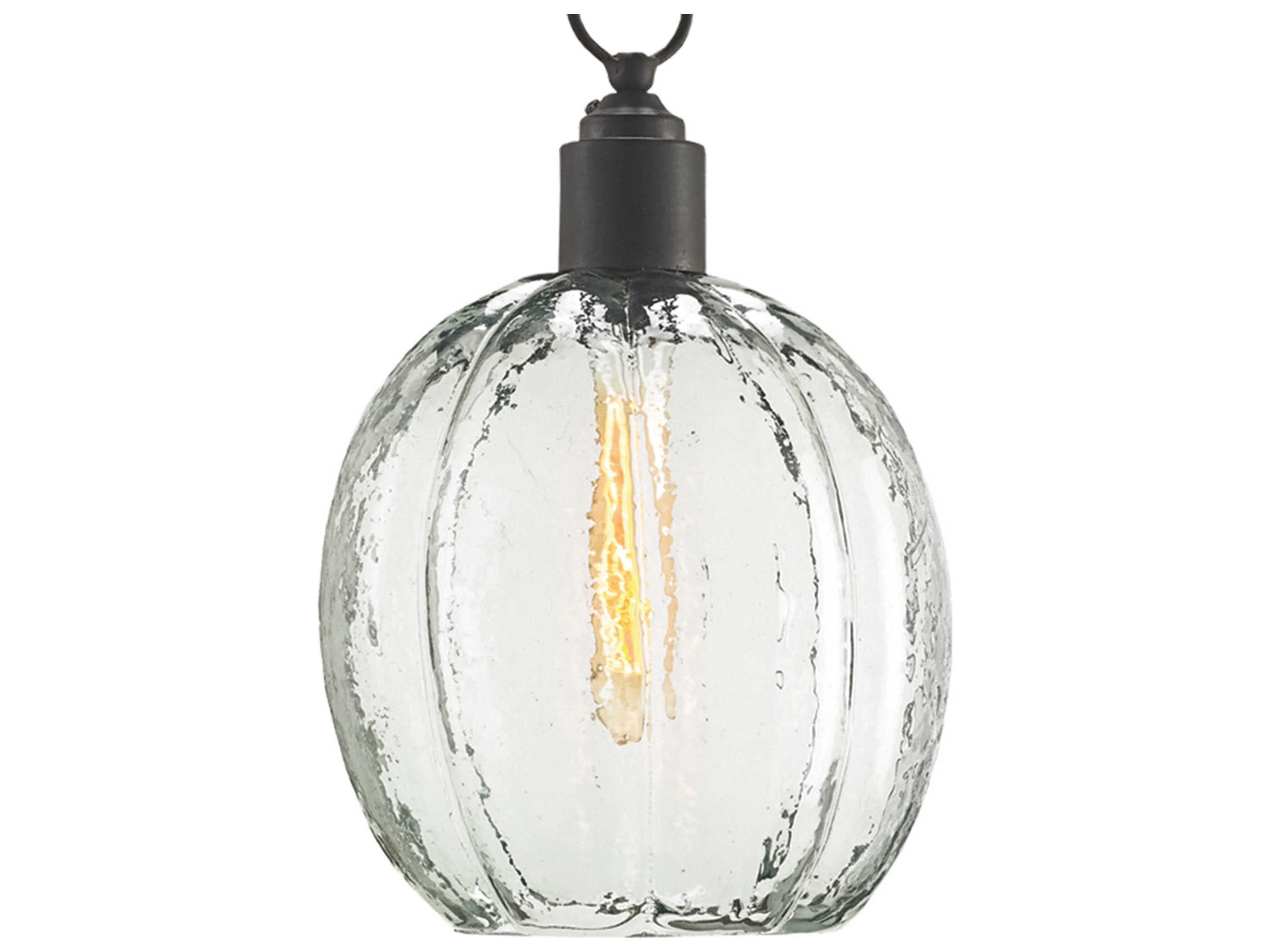 Currey & Company Aquaterra Old Iron Clear Bell Mini Pendant
