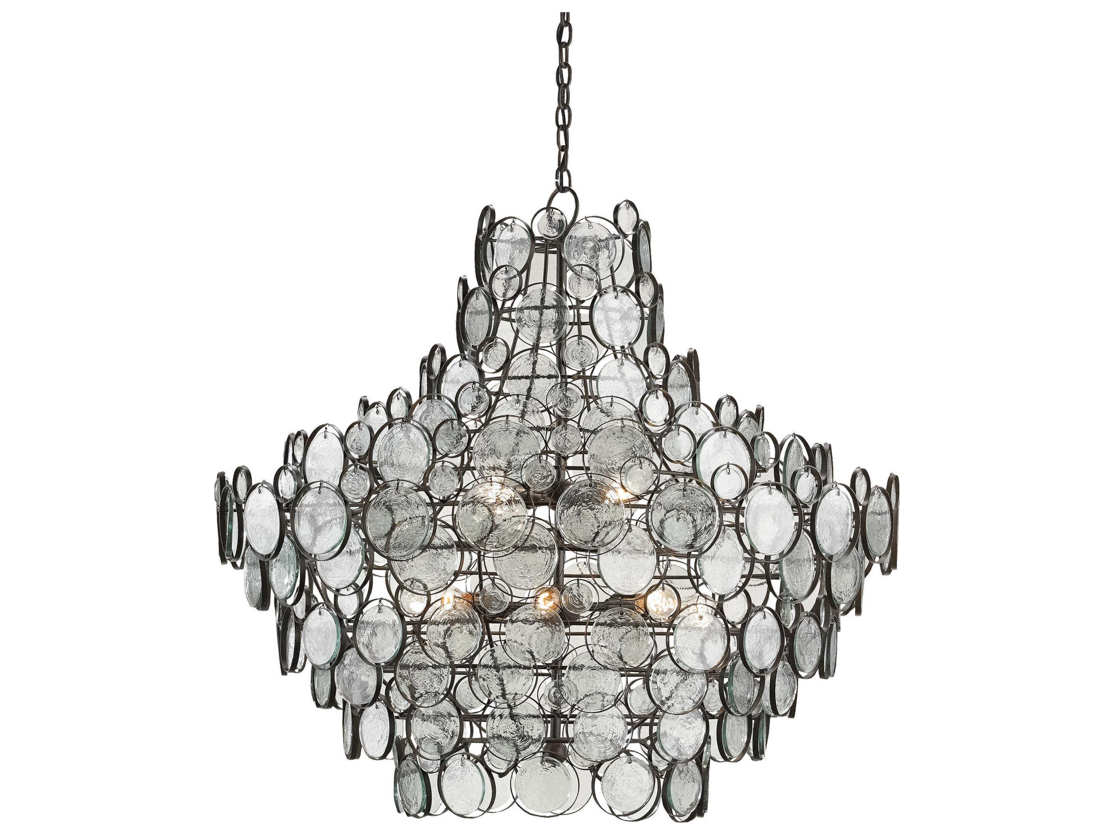 Galahad Chandelier Recycled Glass Bronze Statement