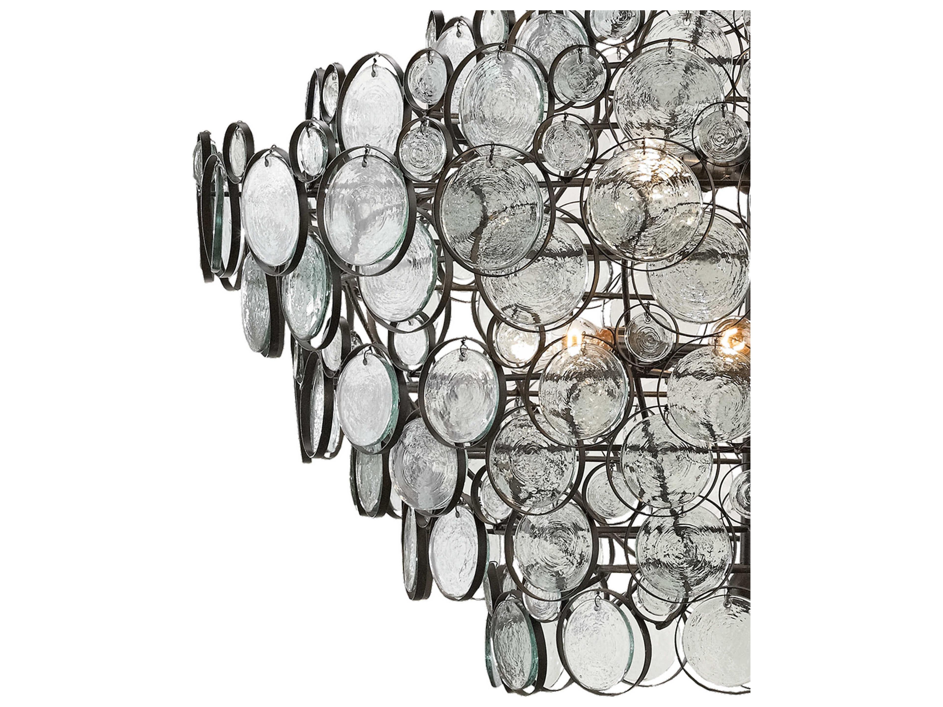 Currey & Company Galahad 12-Light Bronze Glass Tiered Pendant