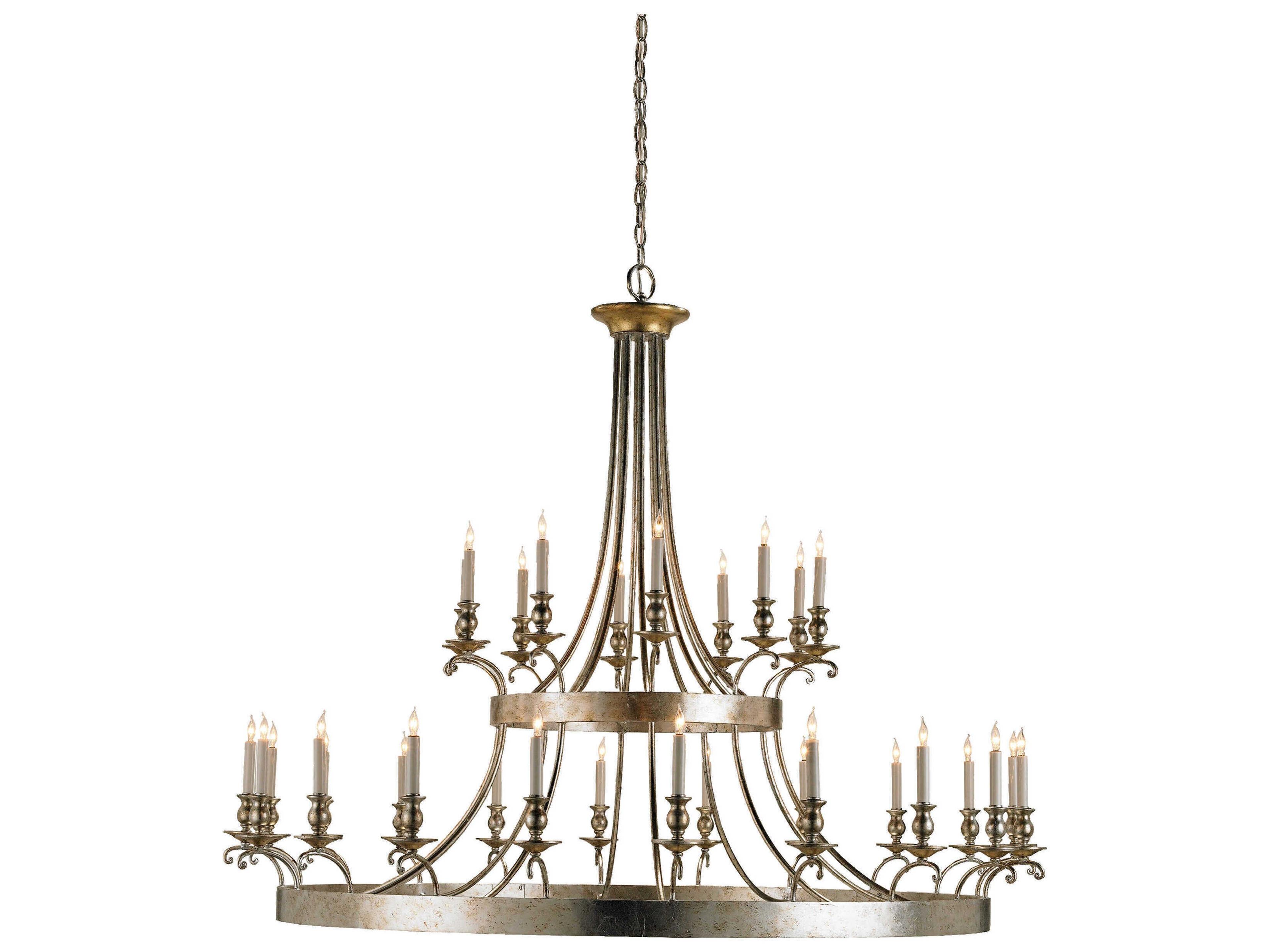 Lodestar 30-Light Granello Silver Leaf antique Candelabra Tiered Chandelier