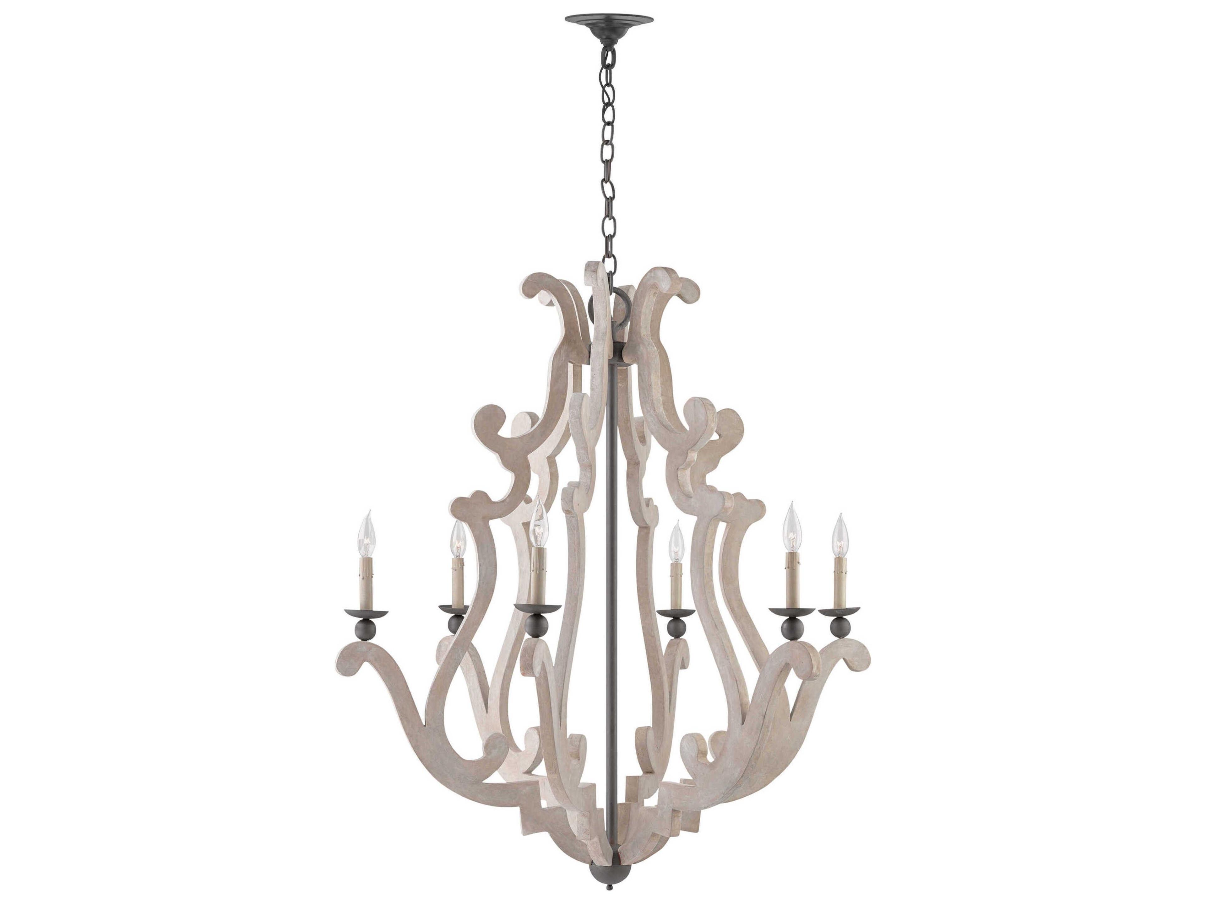Currey & Company Durand 6-Light Old Iron Gray Candelabra Chandelier