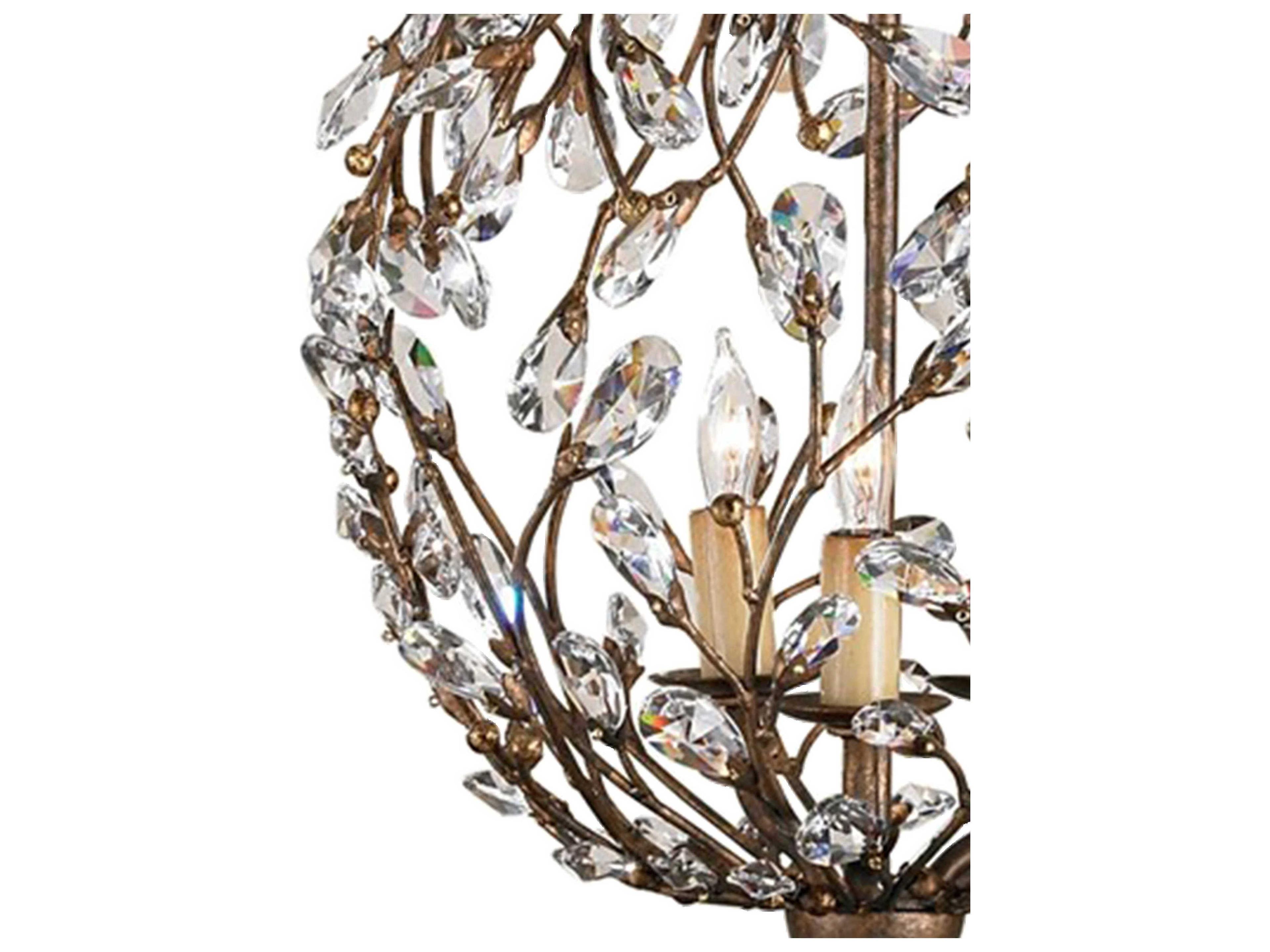 Currey & Company Crystal Bud 3-Light Cupertino Brown Candelabra Globe Chandelier