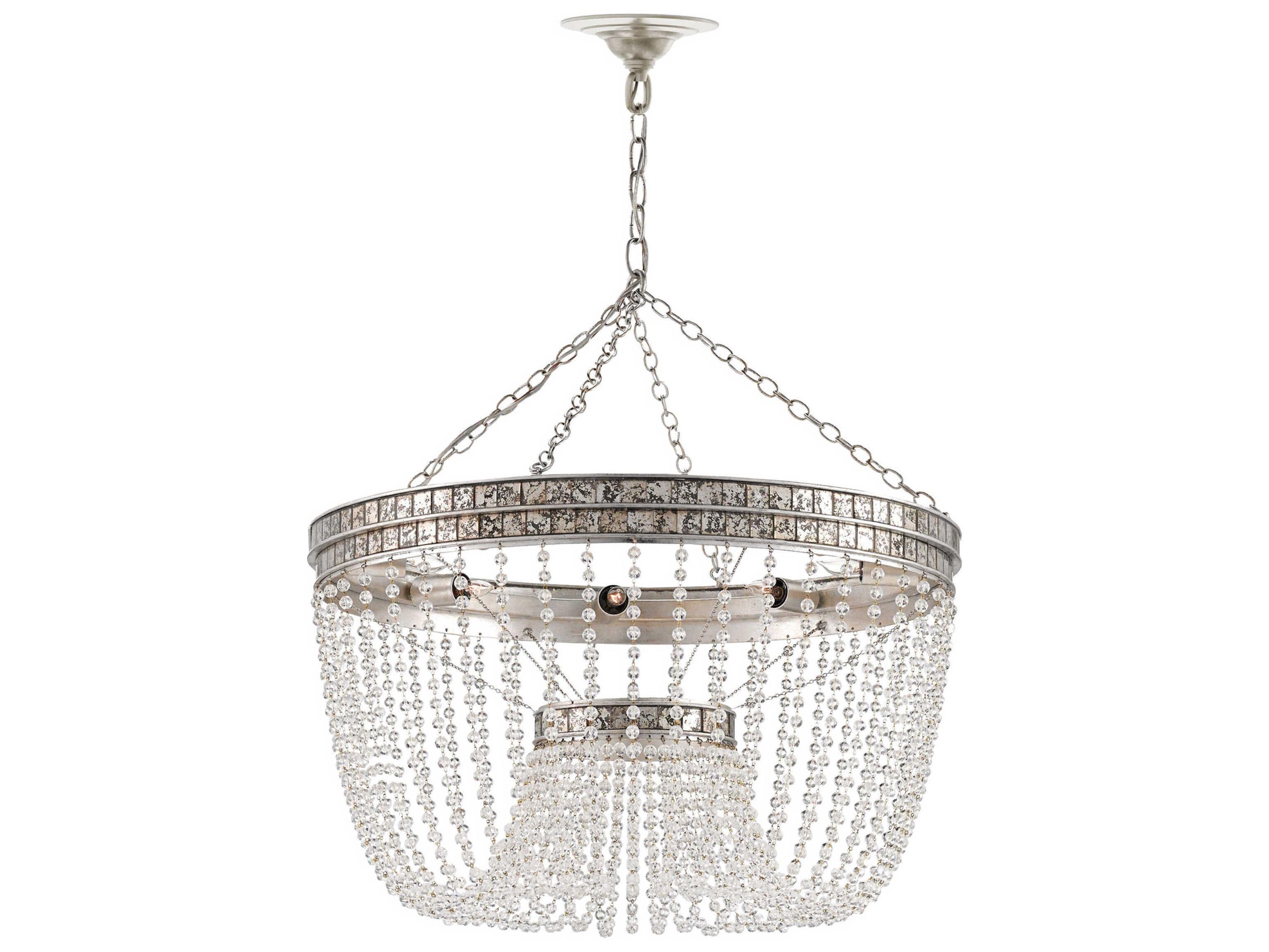Currey & Company Highbrow 8-Light Silver Crystal Glass Candelabra Chandelier