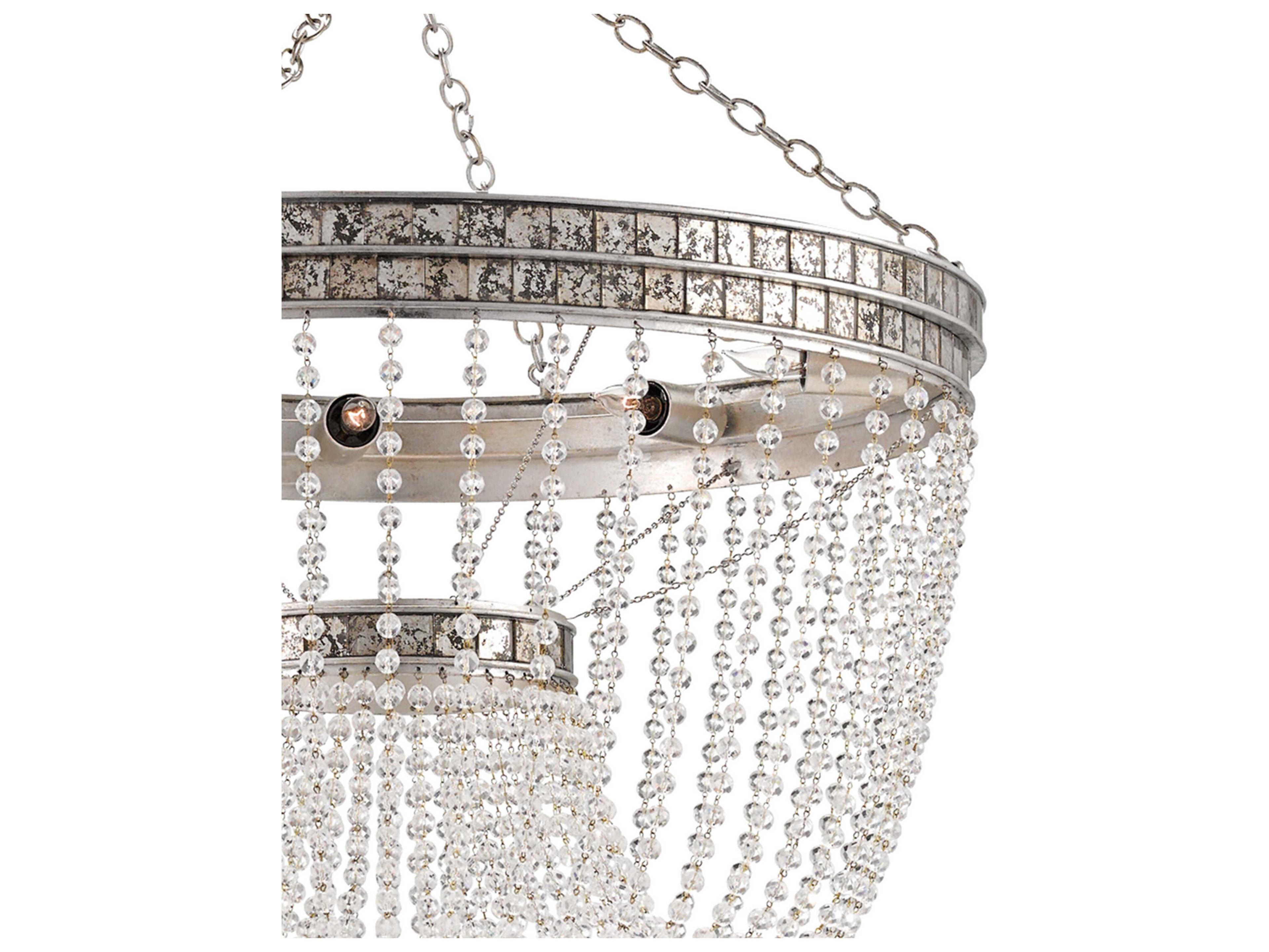 Currey & Company Highbrow 8-Light Silver Crystal Glass Candelabra Chandelier