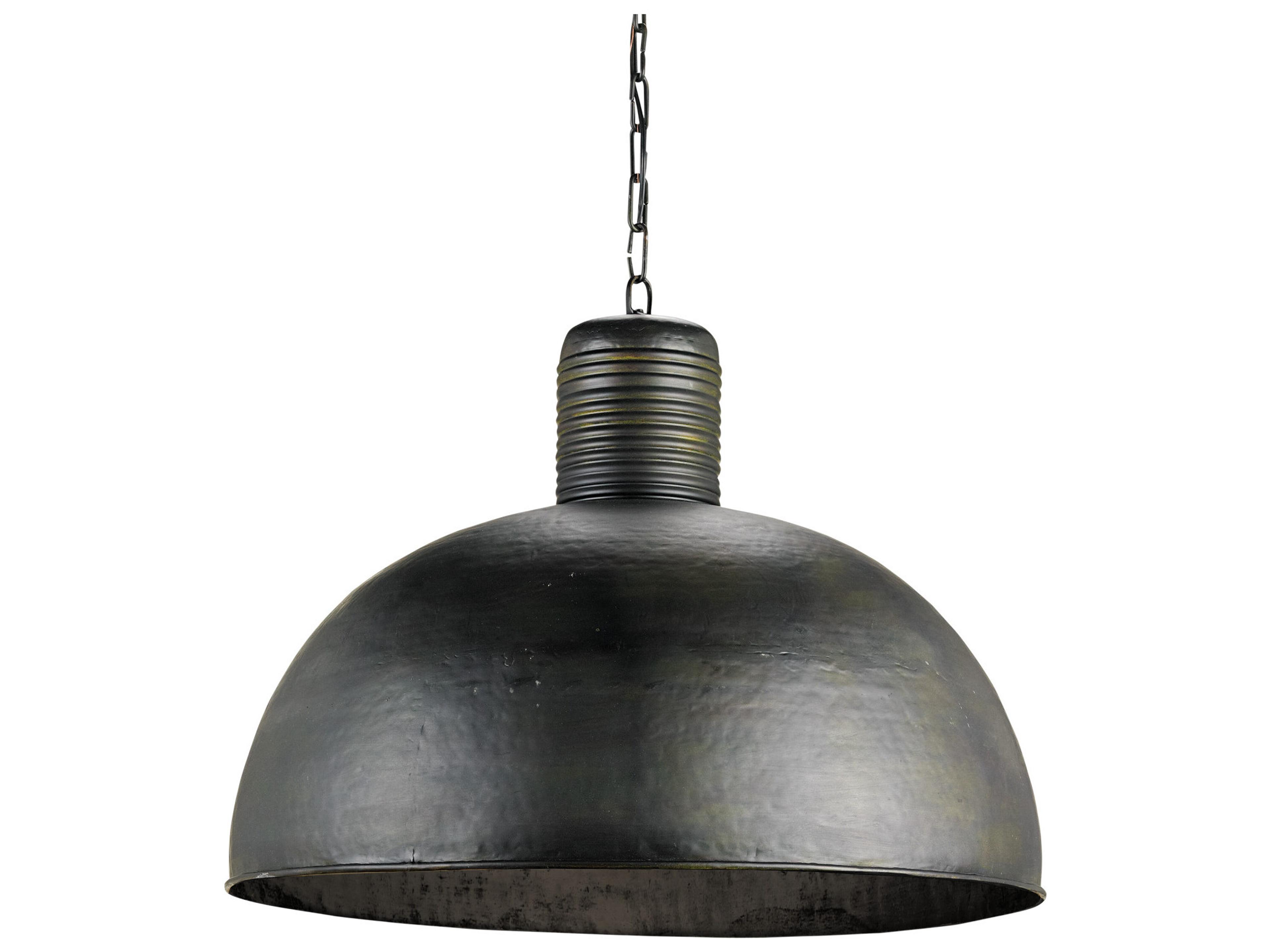 Currey & Company Saga 1-Light Dark Blackened Steel Bell Pendant