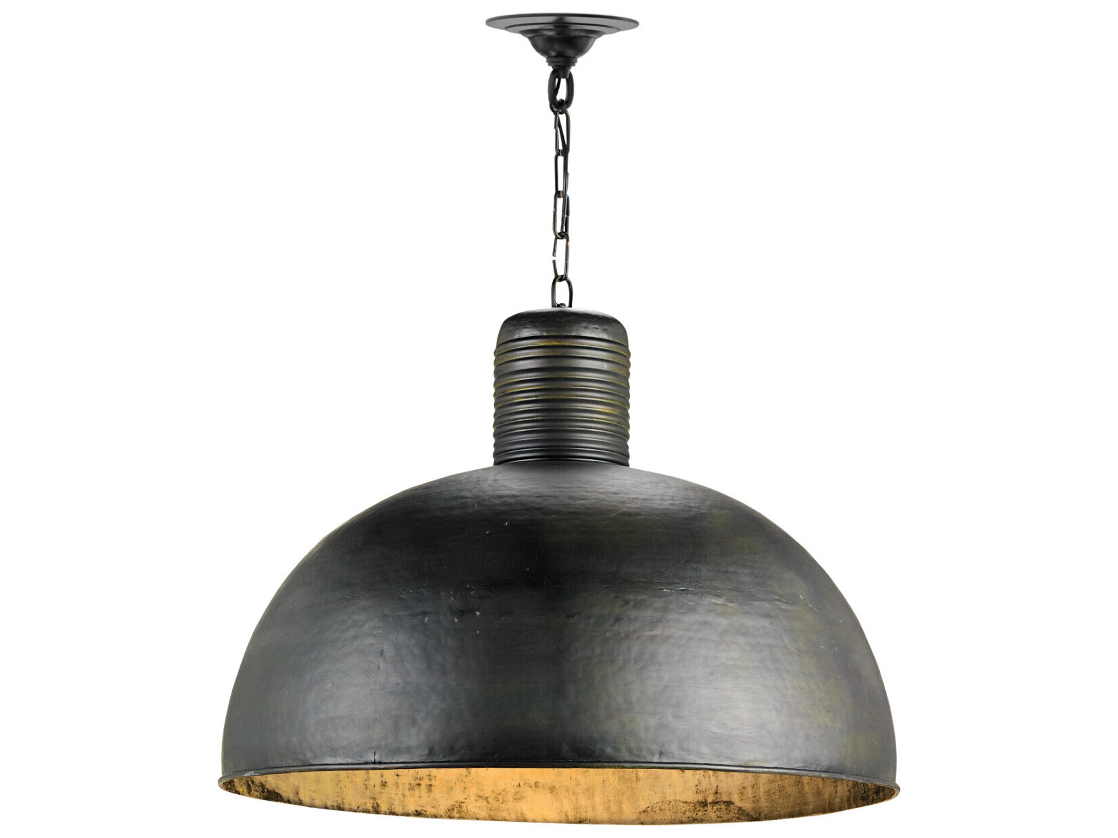 Currey & Company Saga 1-Light Dark Blackened Steel Bell Pendant