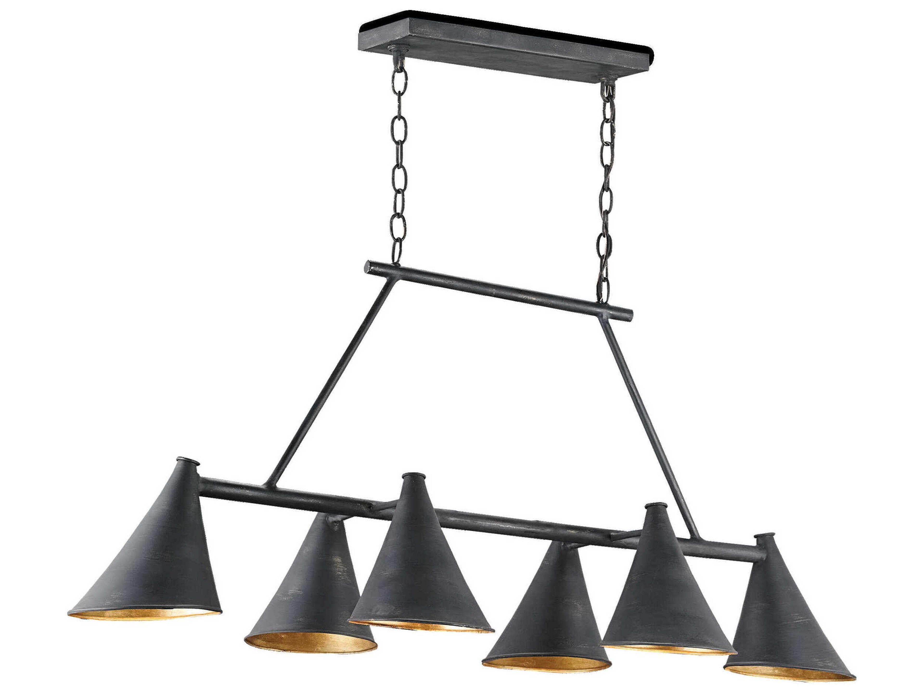 Currey & Company Culpepper 6-Light French Black contemporary Gold Leaf Island Pendant