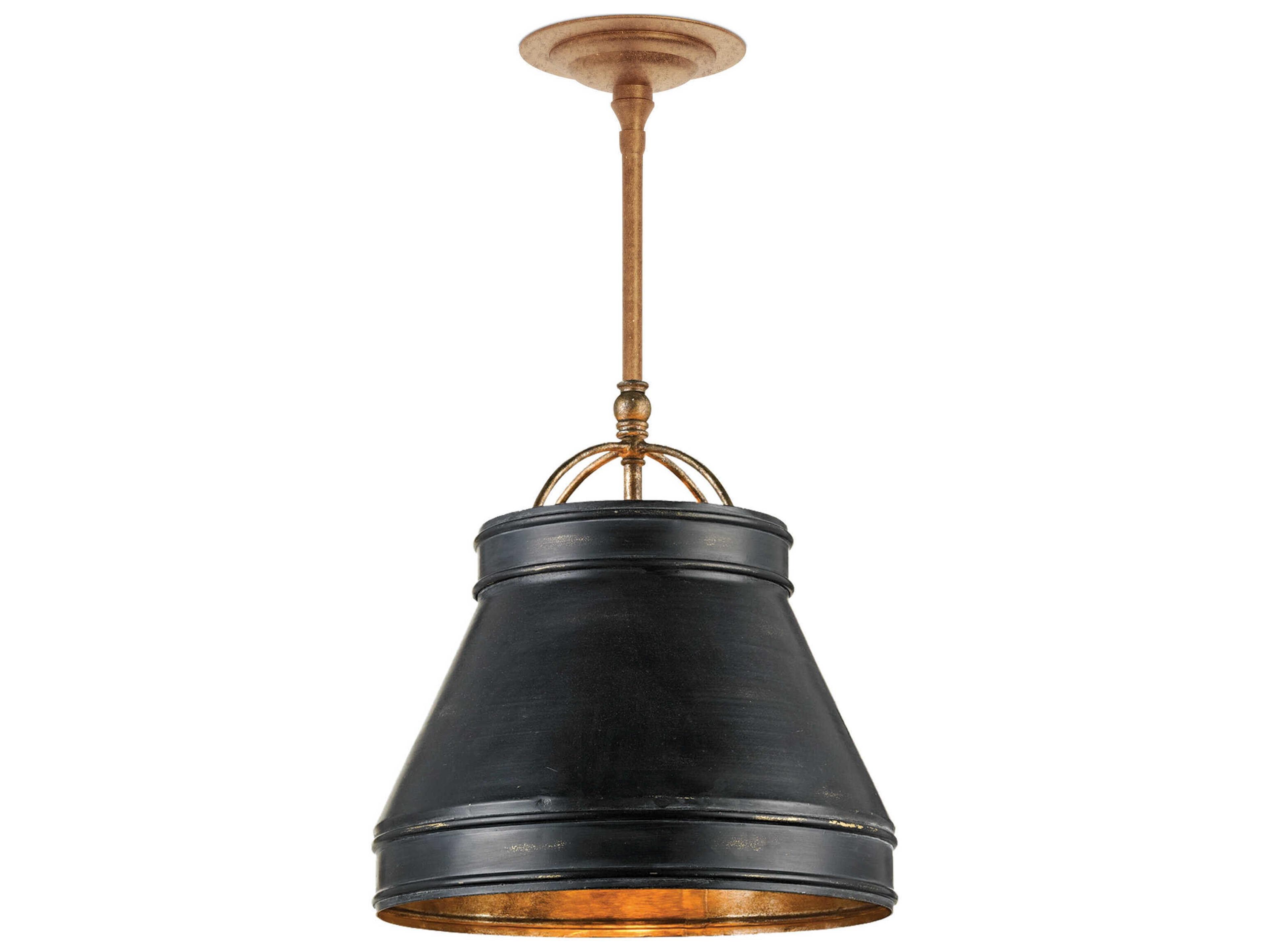 Currey & Company Lumley 1-Light French Black pyrite Bronze Bell Pendant