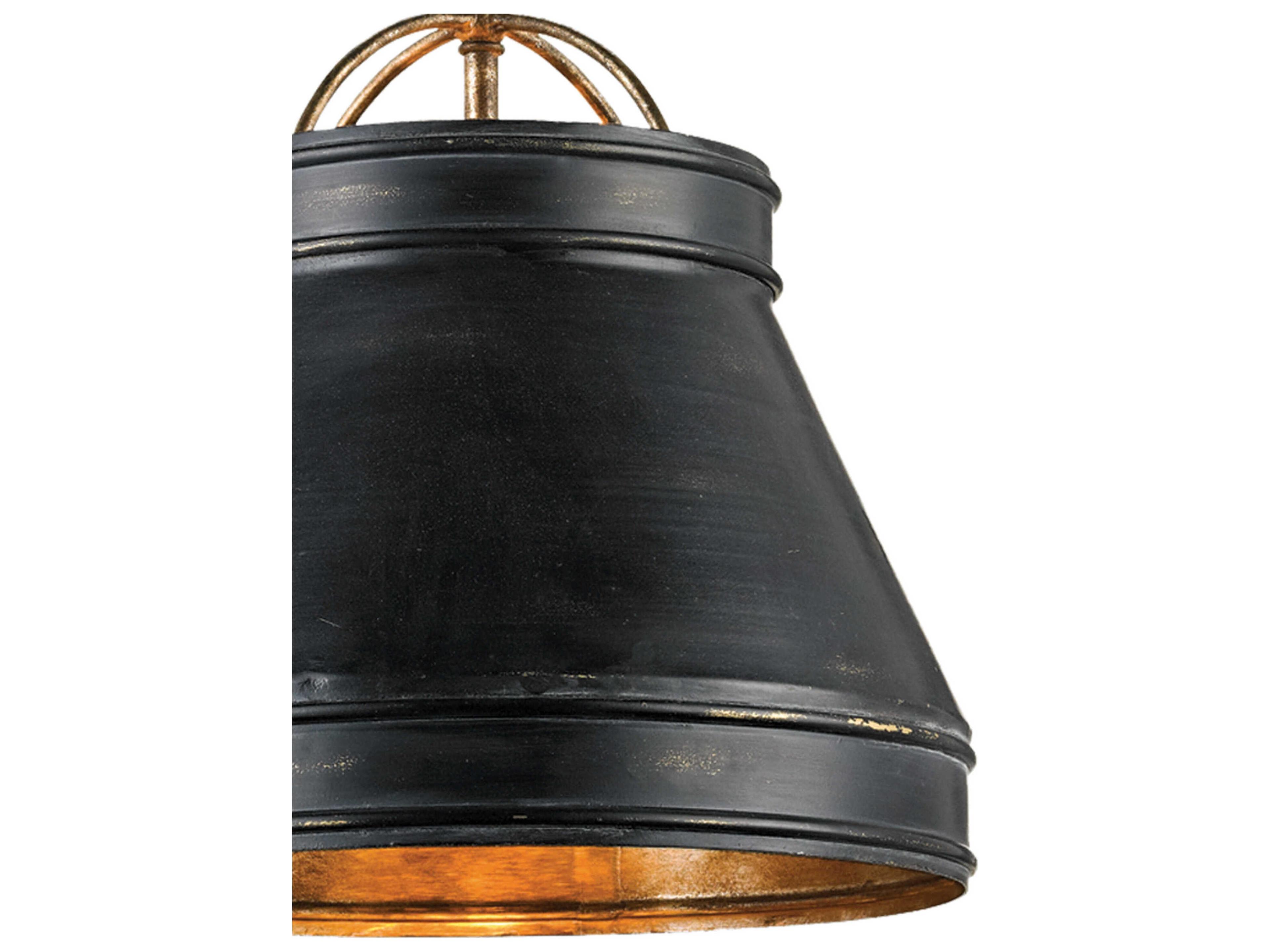 Currey & Company Lumley 1-Light French Black pyrite Bronze Bell Pendant