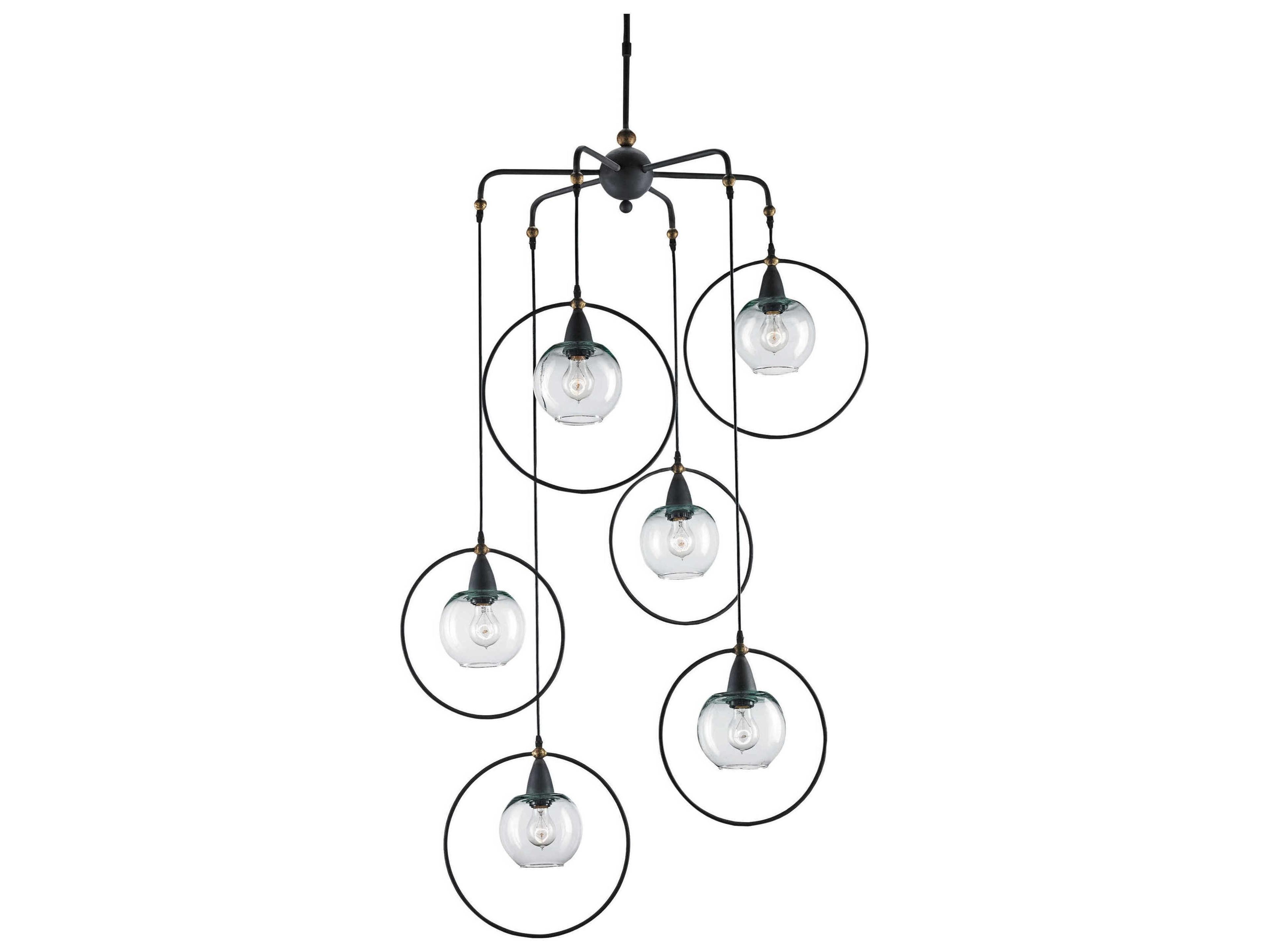 Currey & Company Moorsgate 6-Light Blacksmith old Brass Globe Linear Pendant