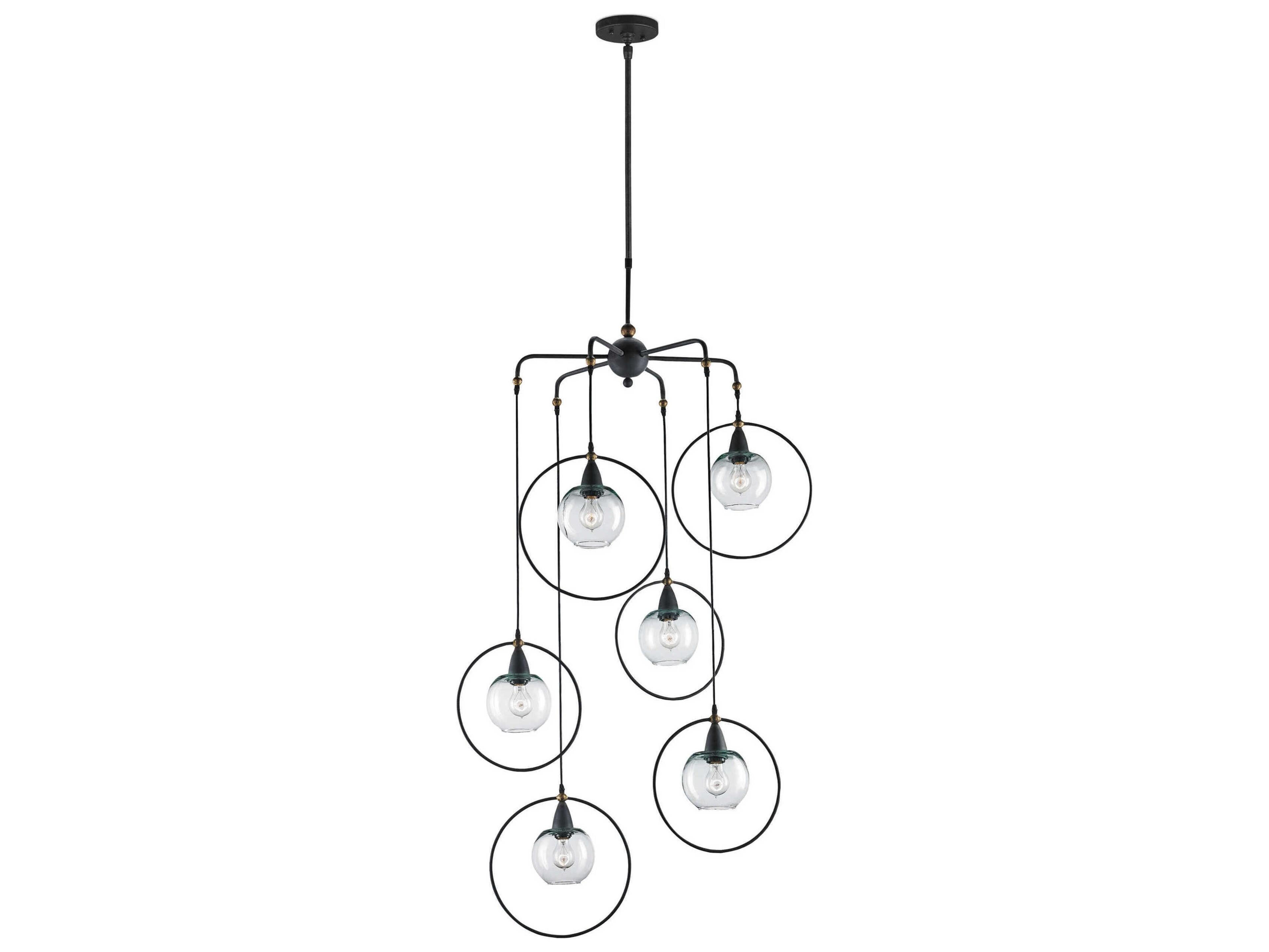 Currey & Company Moorsgate 6-Light Blacksmith old Brass Globe Linear Pendant