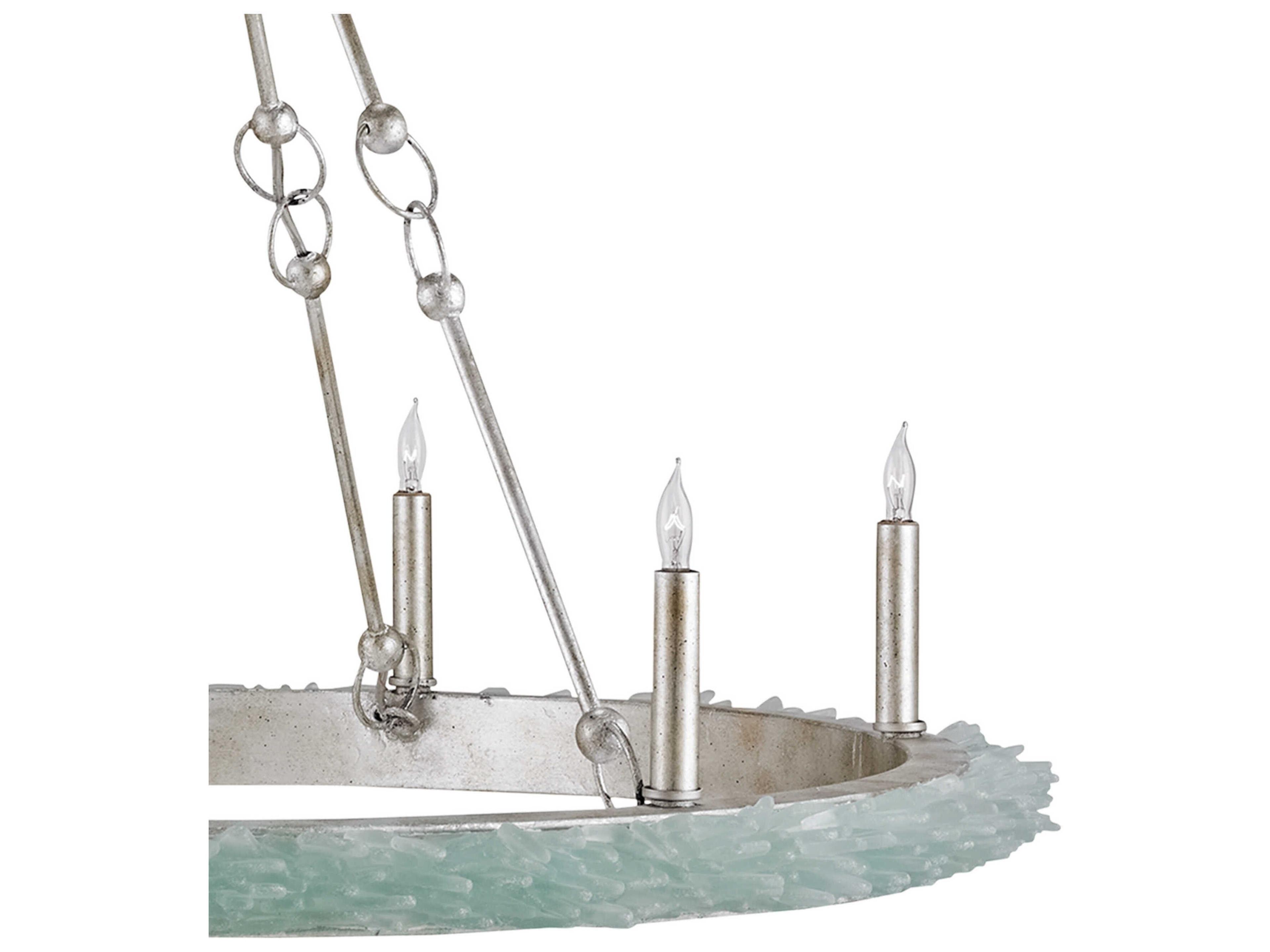 Currey & Company Tidewater 6-Light Silver Granello seaglass Candelabra Chandelier