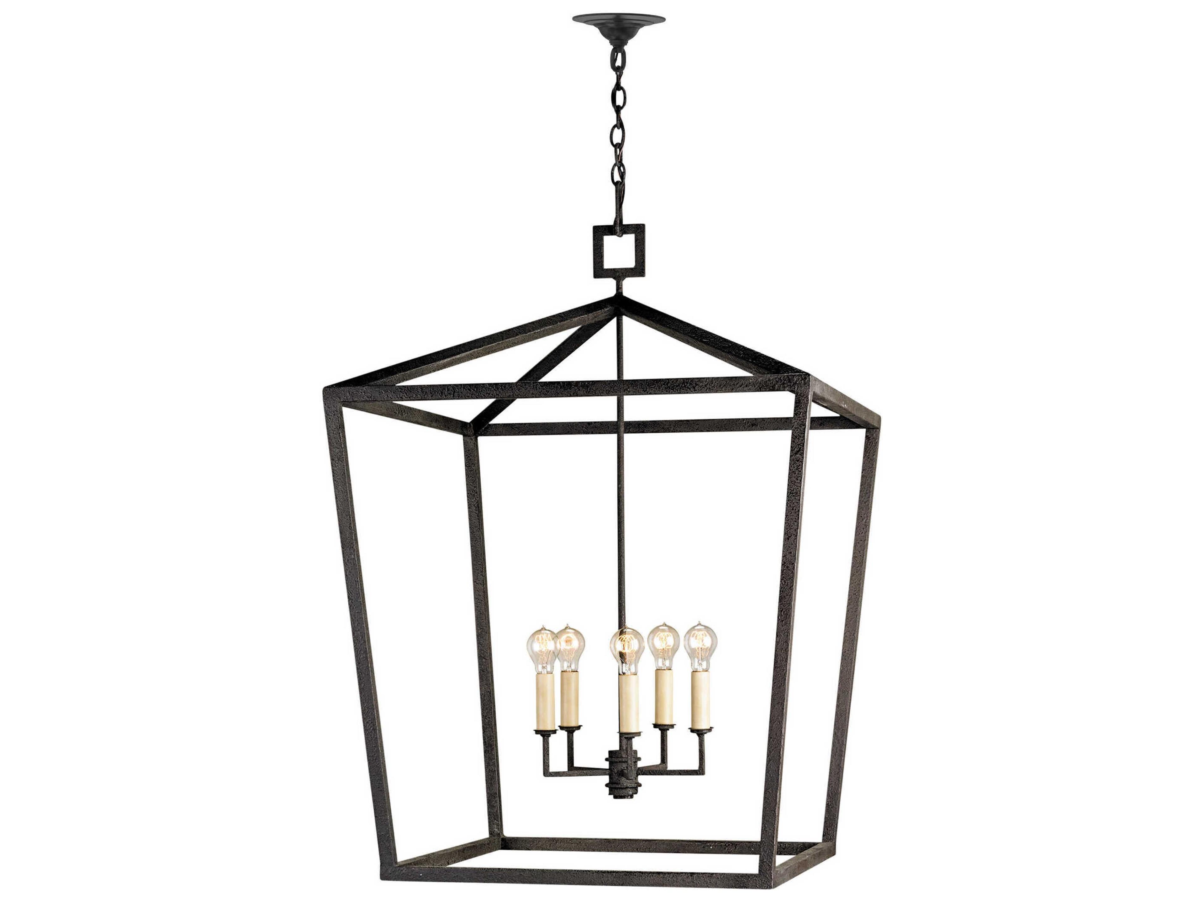 Currey & Company Denison 4-Light Mole Black Chandelier