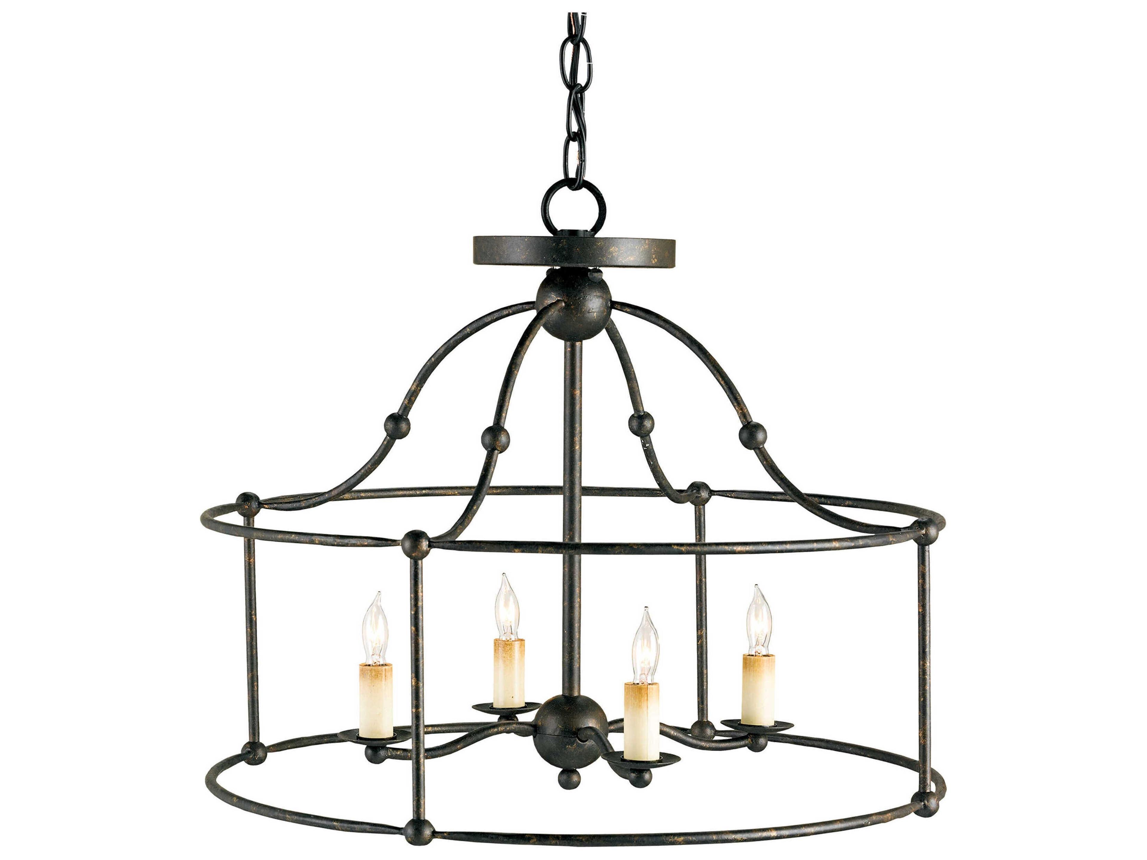 Currey & Company Fitzjames 4-Light Mayfair Black Candelabra Chandelier
