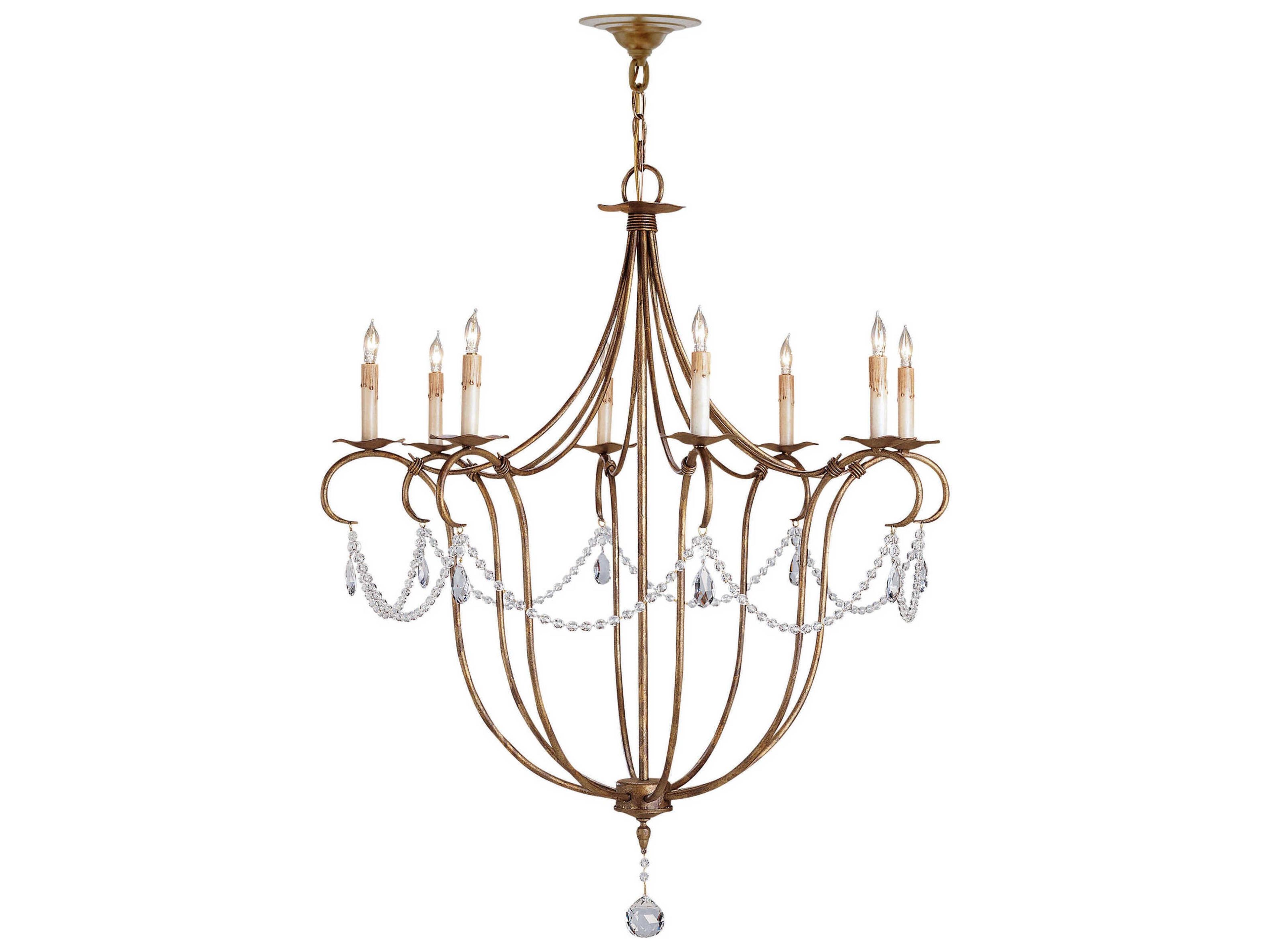 Currey & Company Crystal Lights 8-Light Rhine Gold Crystal Candelabra Chandelier