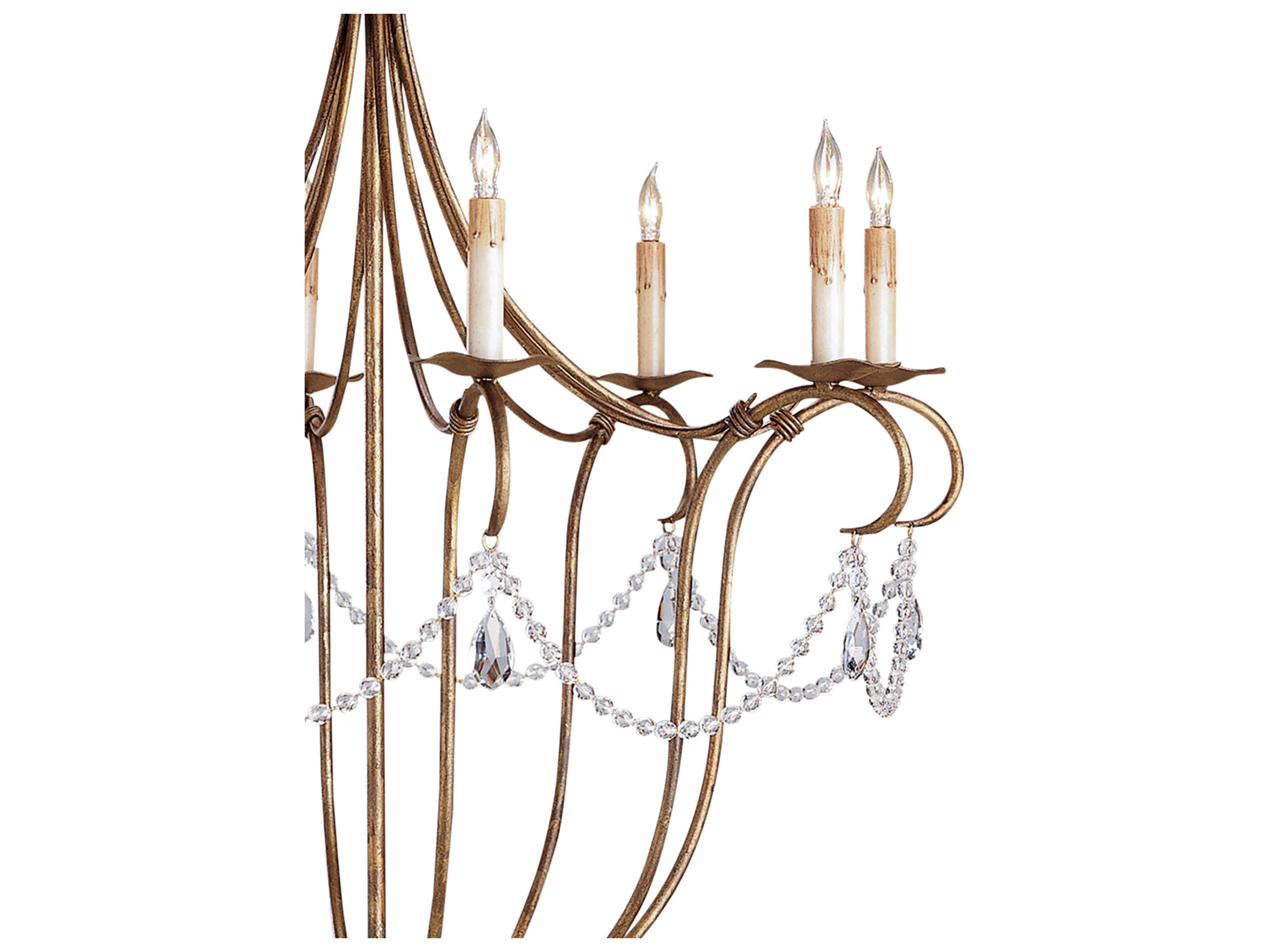 Currey & Company Crystal Lights 8-Light Rhine Gold Crystal Candelabra Chandelier