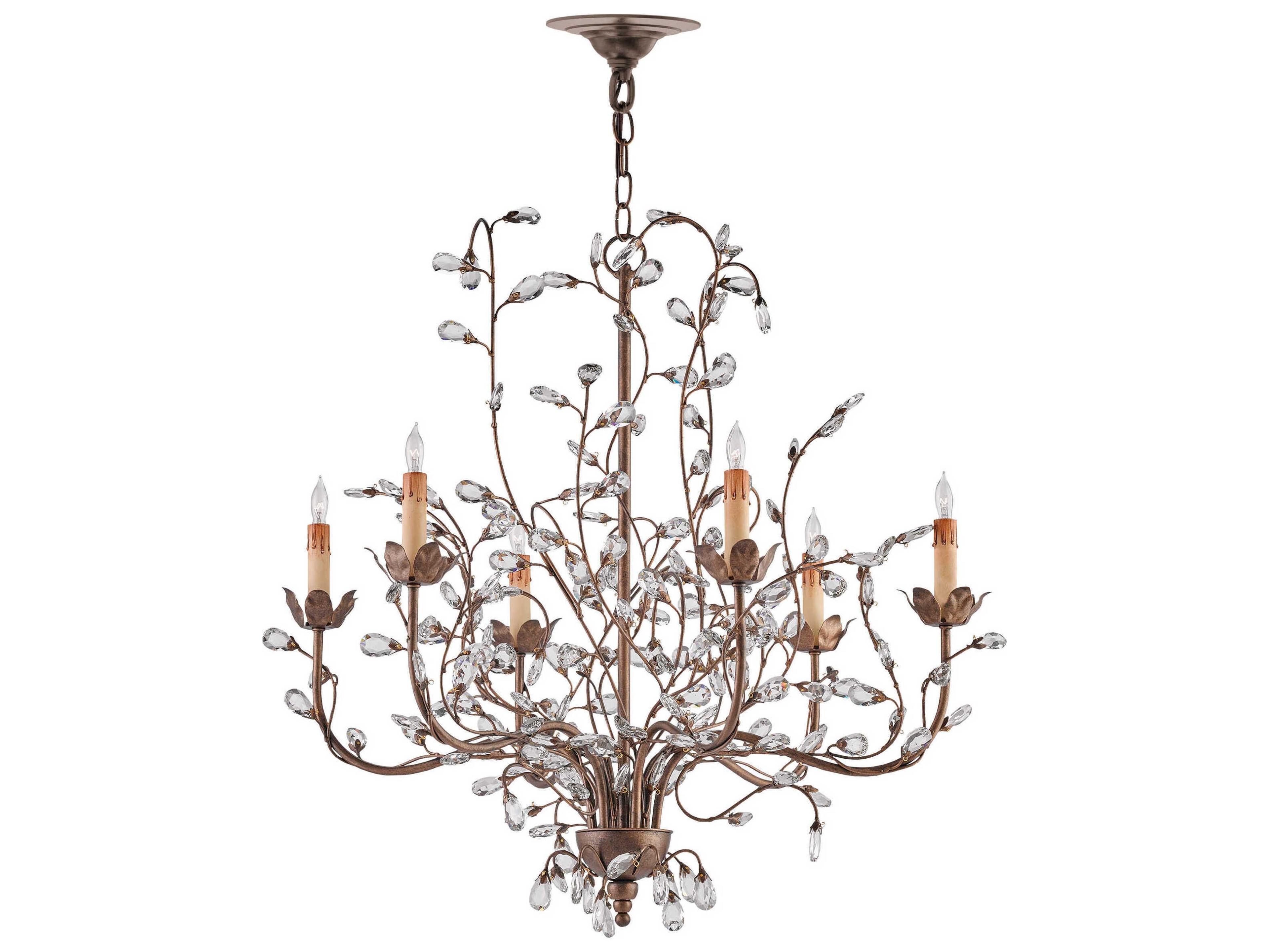 Currey & Company Crystal Bud 6-Light Cupertino Brown Candelabra Chandelier