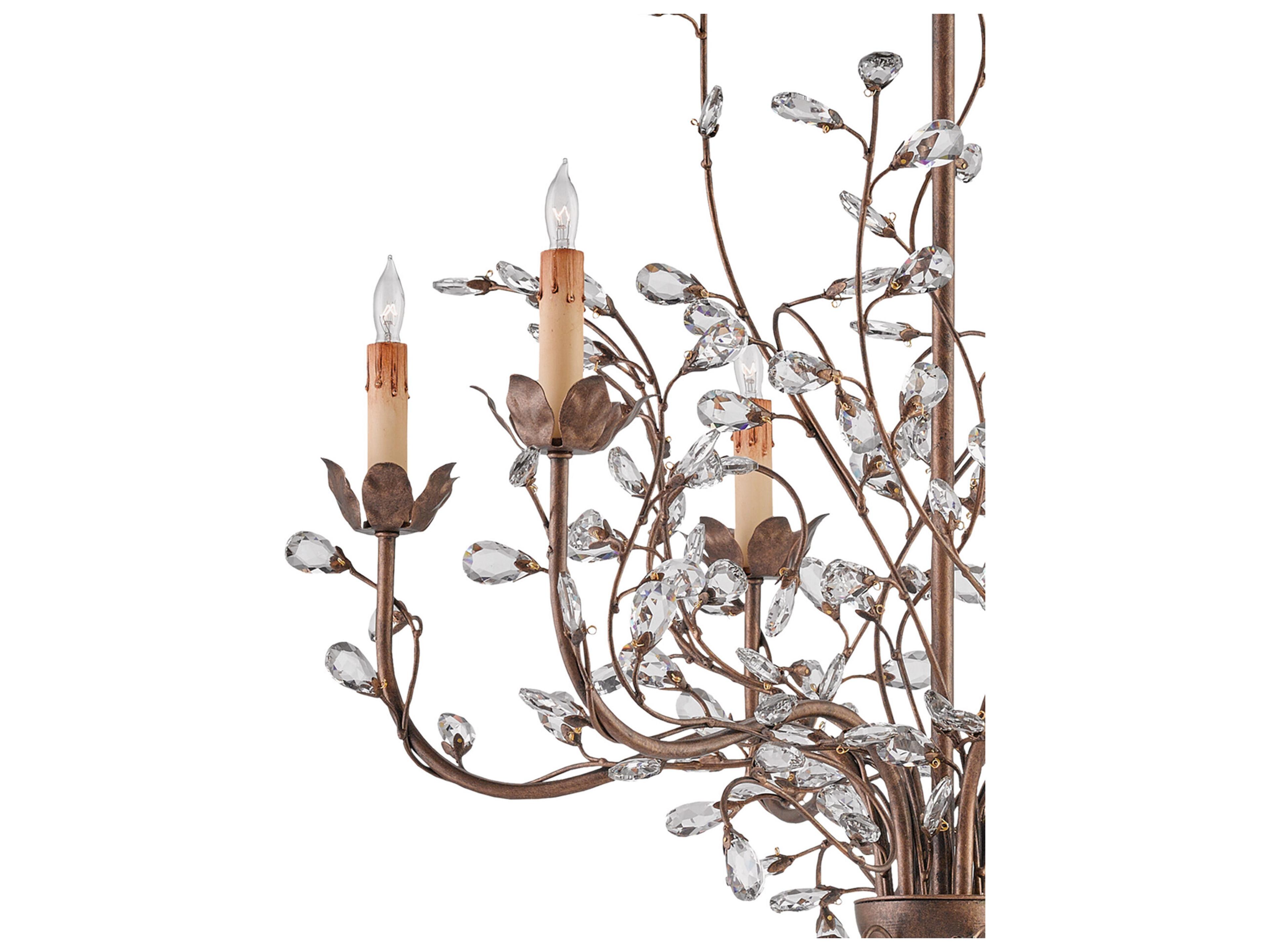 Currey & Company Crystal Bud 6-Light Cupertino Brown Candelabra Chandelier