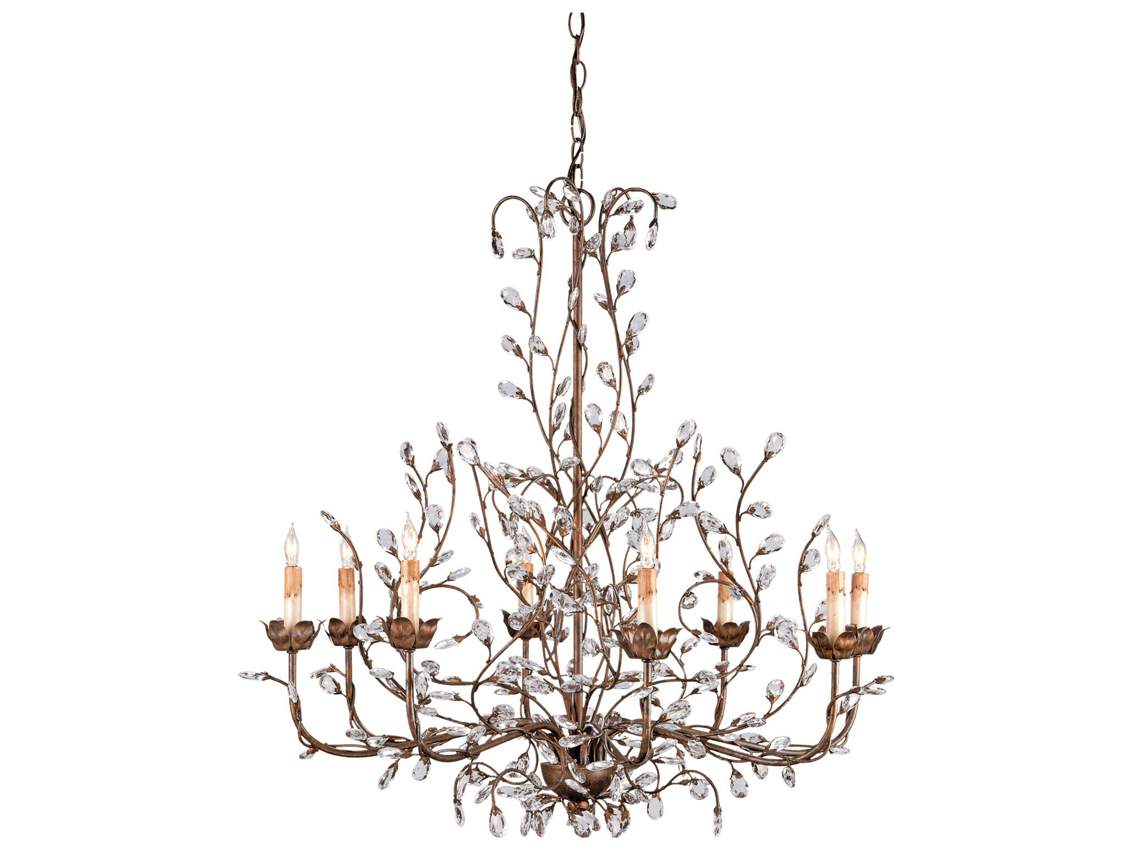 Crystal Bud Large Chandelier 8-Light Bronze