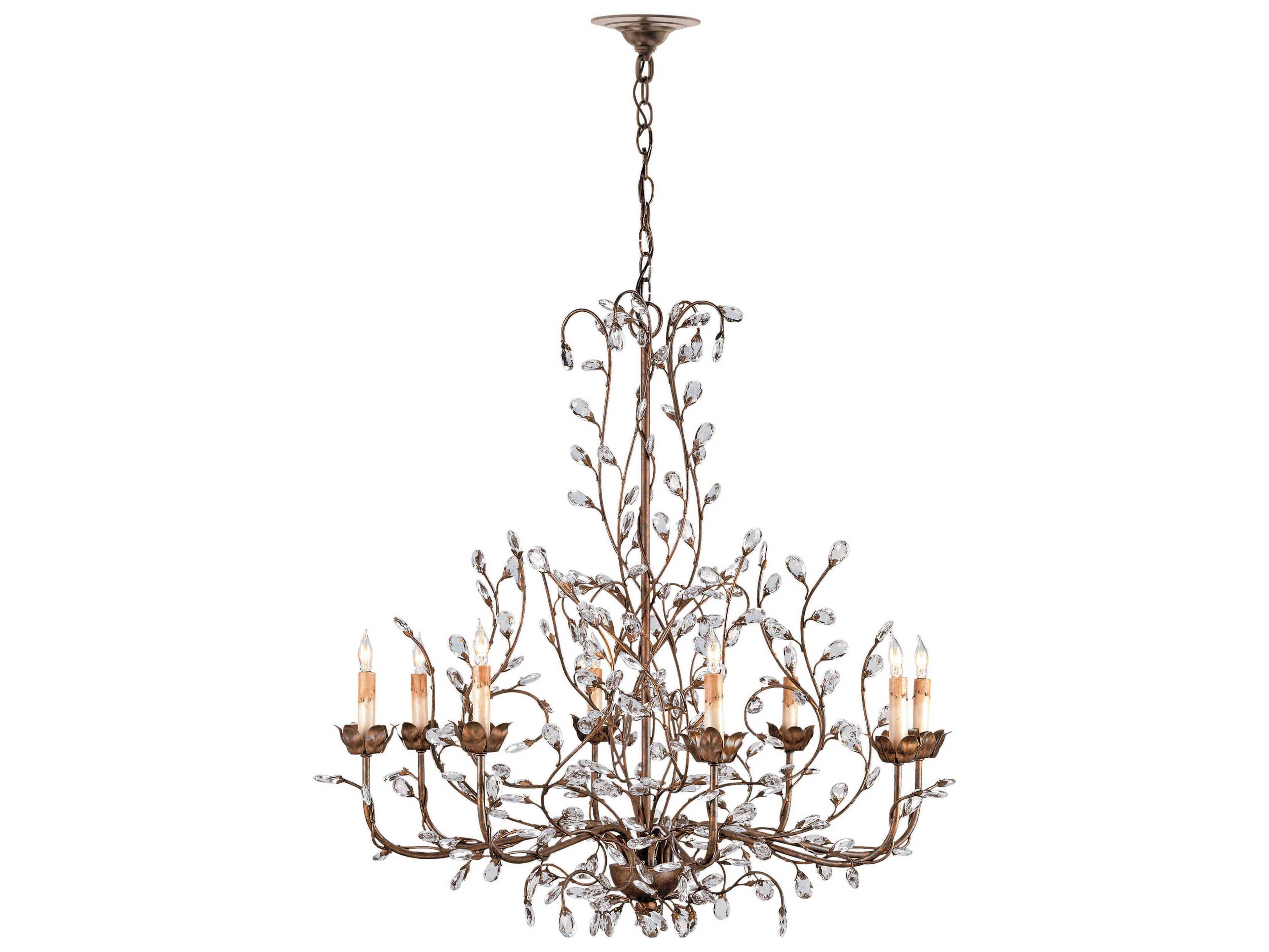 Currey & Company Crystal Bud 8-Light Cupertino Brown Candelabra Chandelier