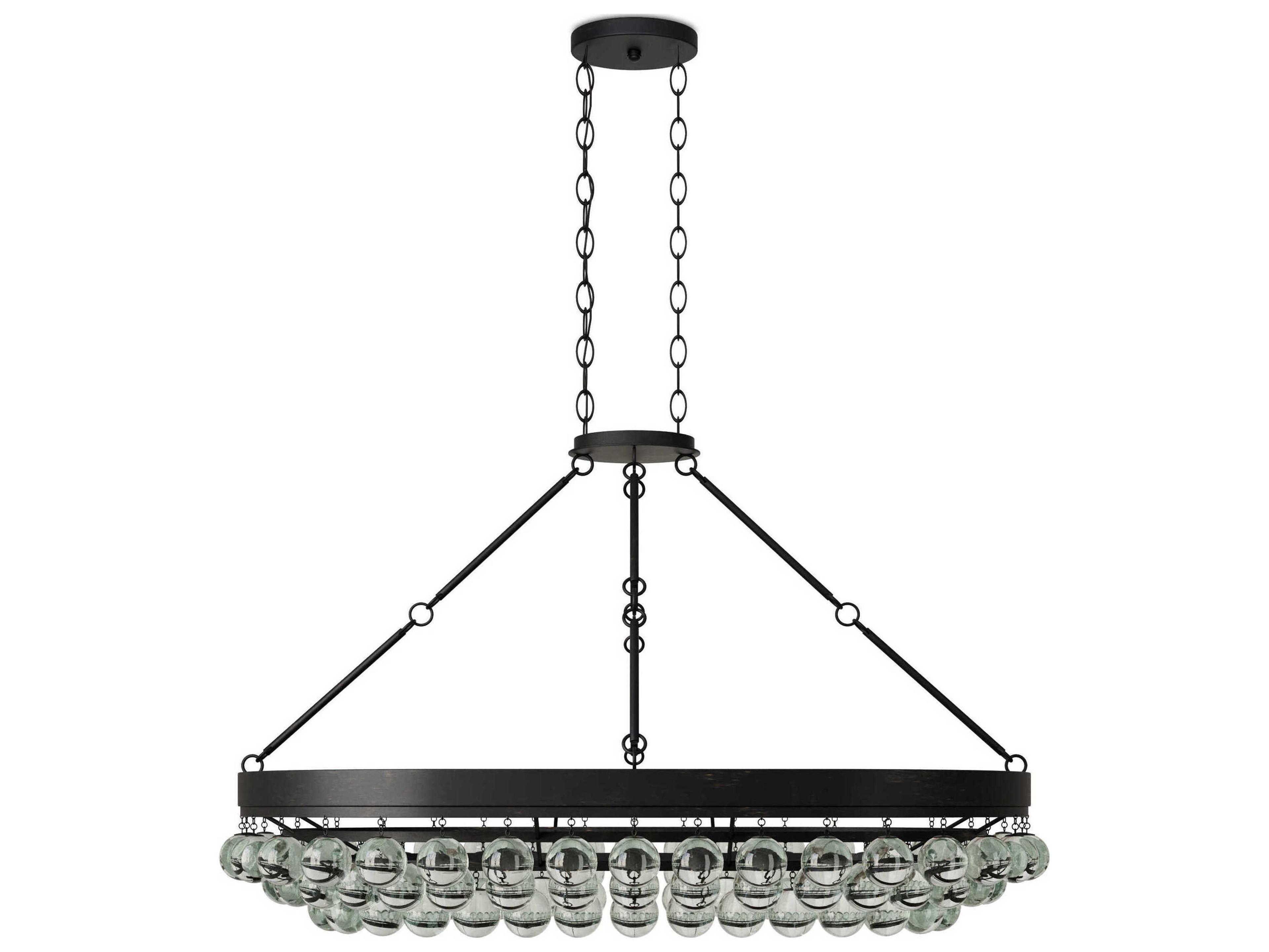 Currey & Company Balthazar 6-Light French Black Glass Globe Island Pendant