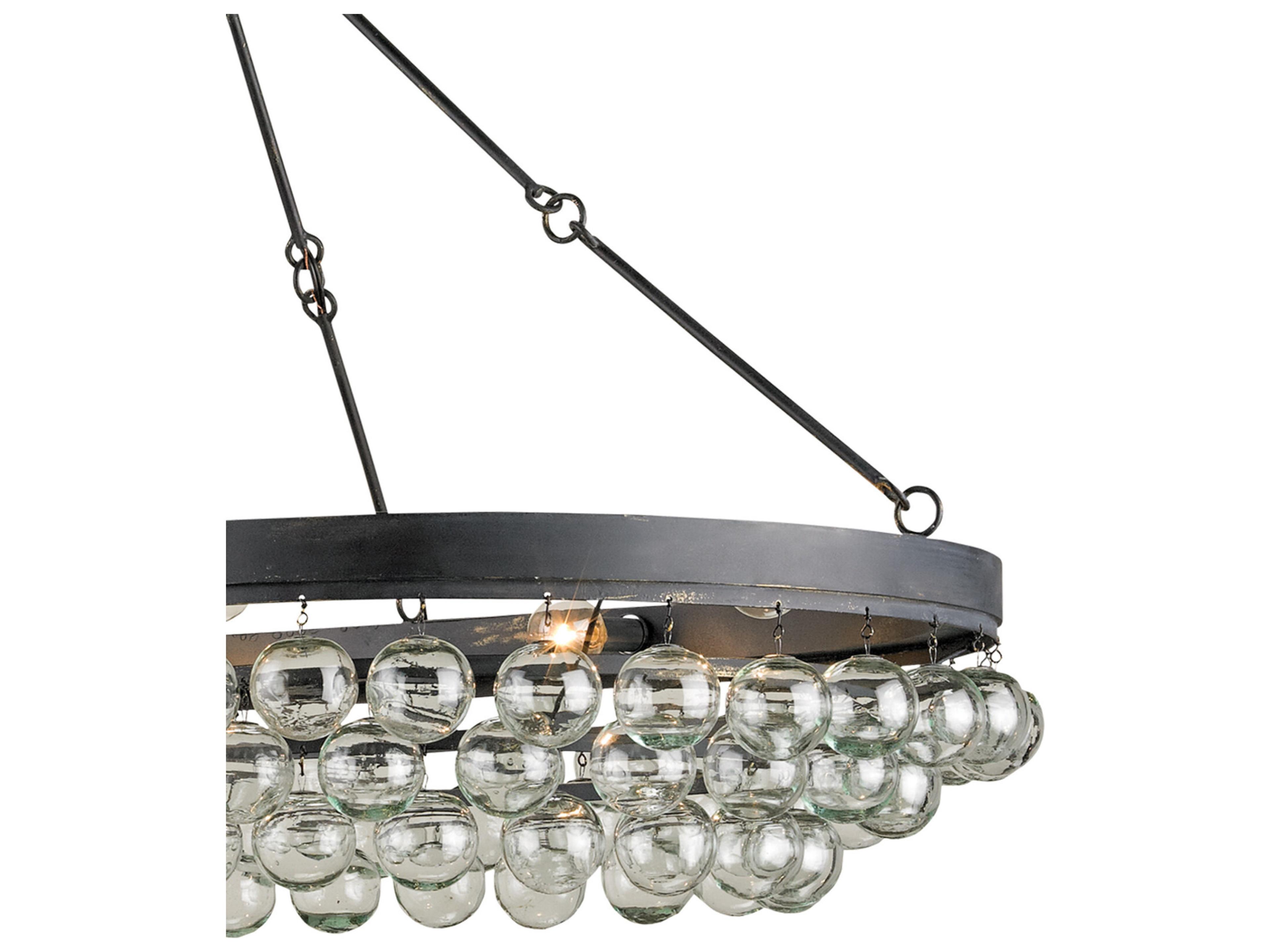 Currey & Company Balthazar 6-Light French Black Glass Globe Island Pendant