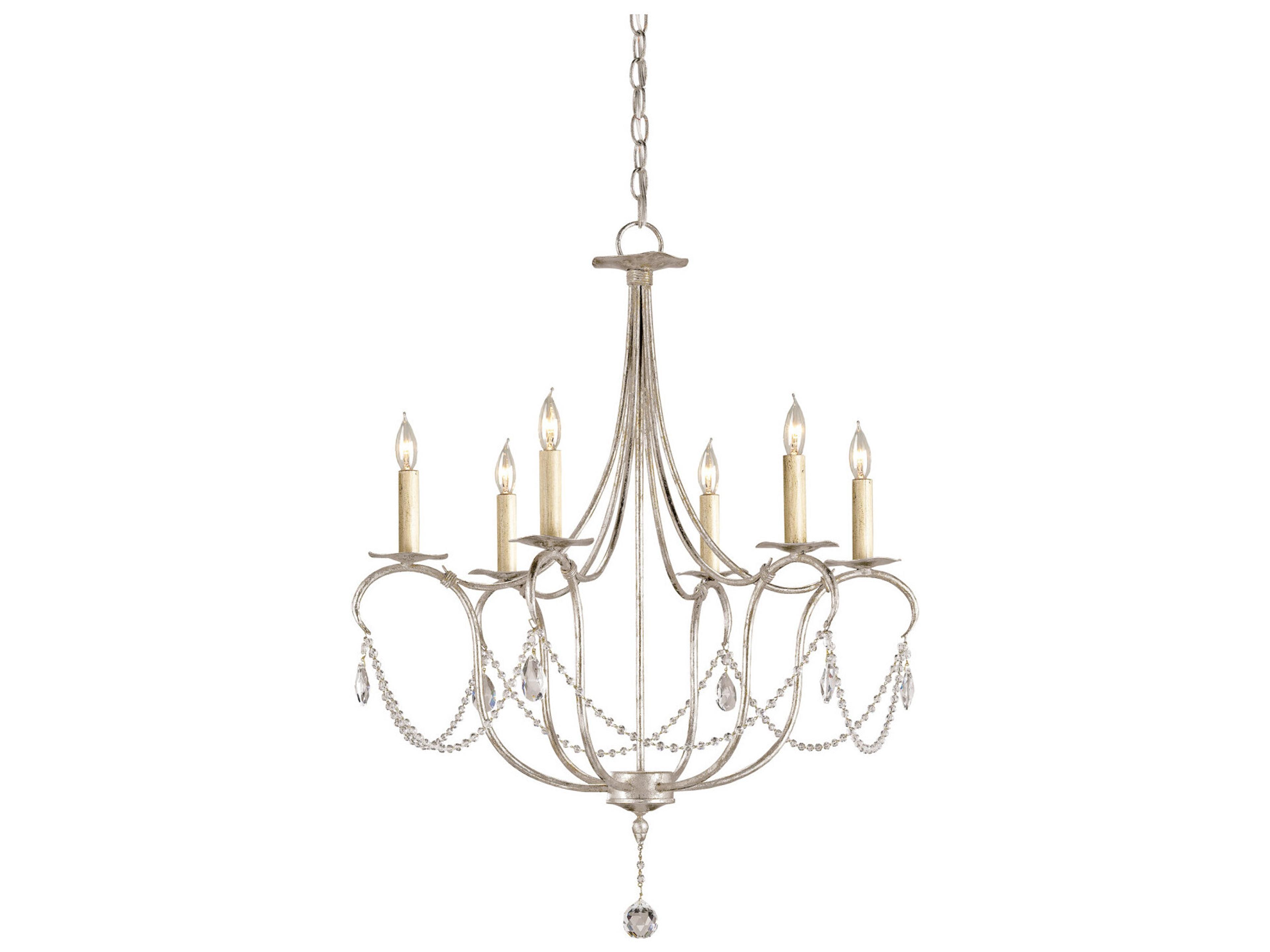 Crystal Lights Small Chandelier in Silver Leaf