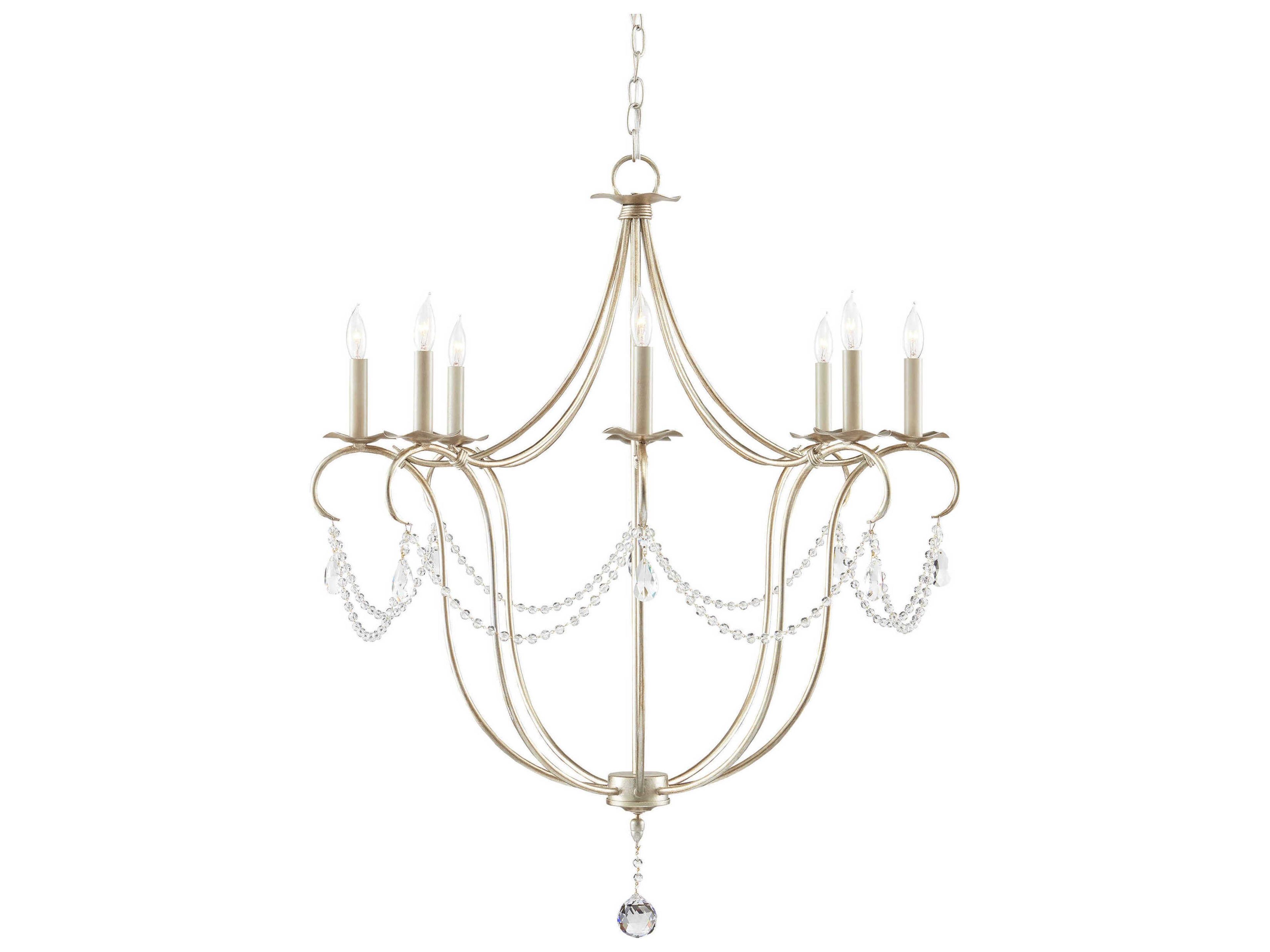 Crystal Lights 8-Light Silver Leaf Candelabra Chandelier
