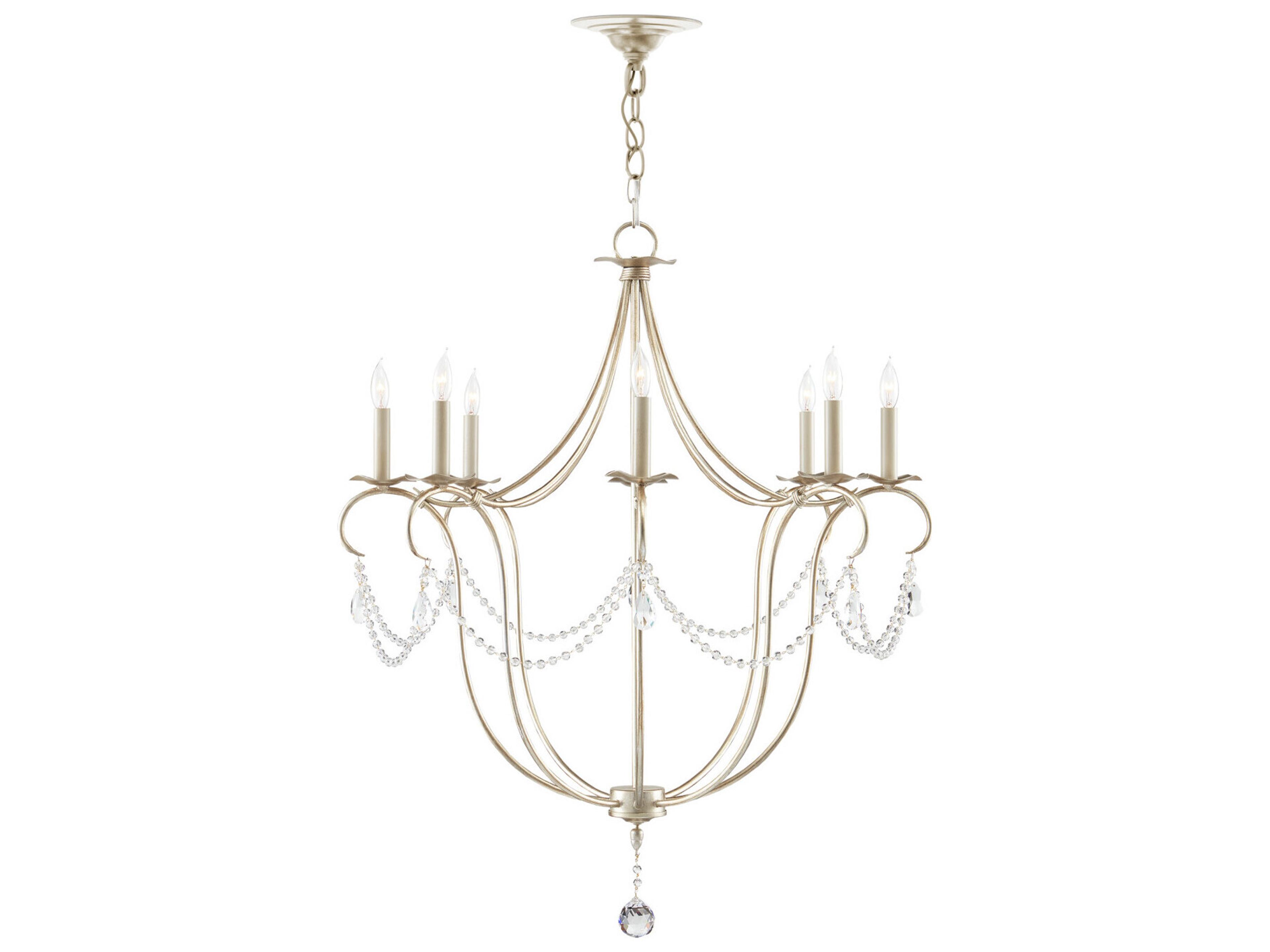 Currey & Company Crystal Lights 8-Light Silver Leaf Candelabra Chandelier