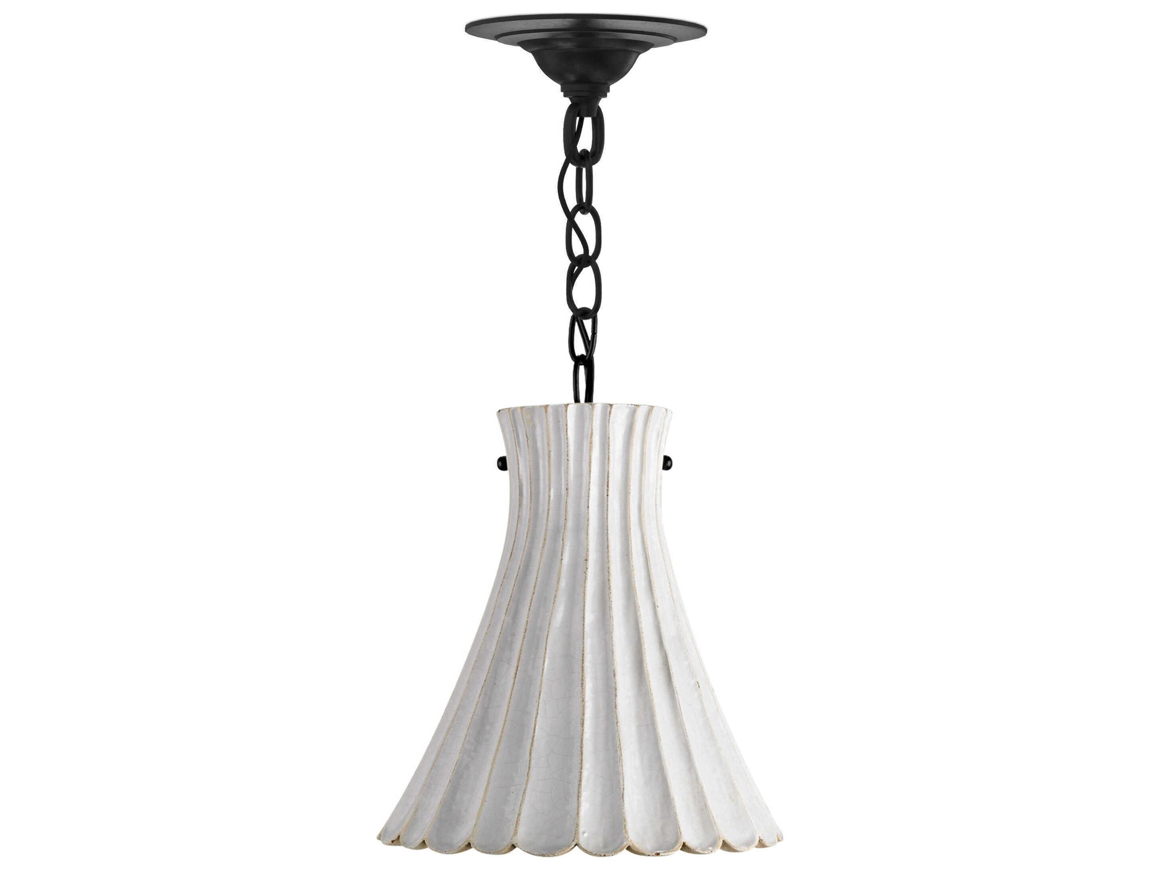 Currey & Company Jazz 1-Light Satin Black white Crackle Empire Mini Pendant
