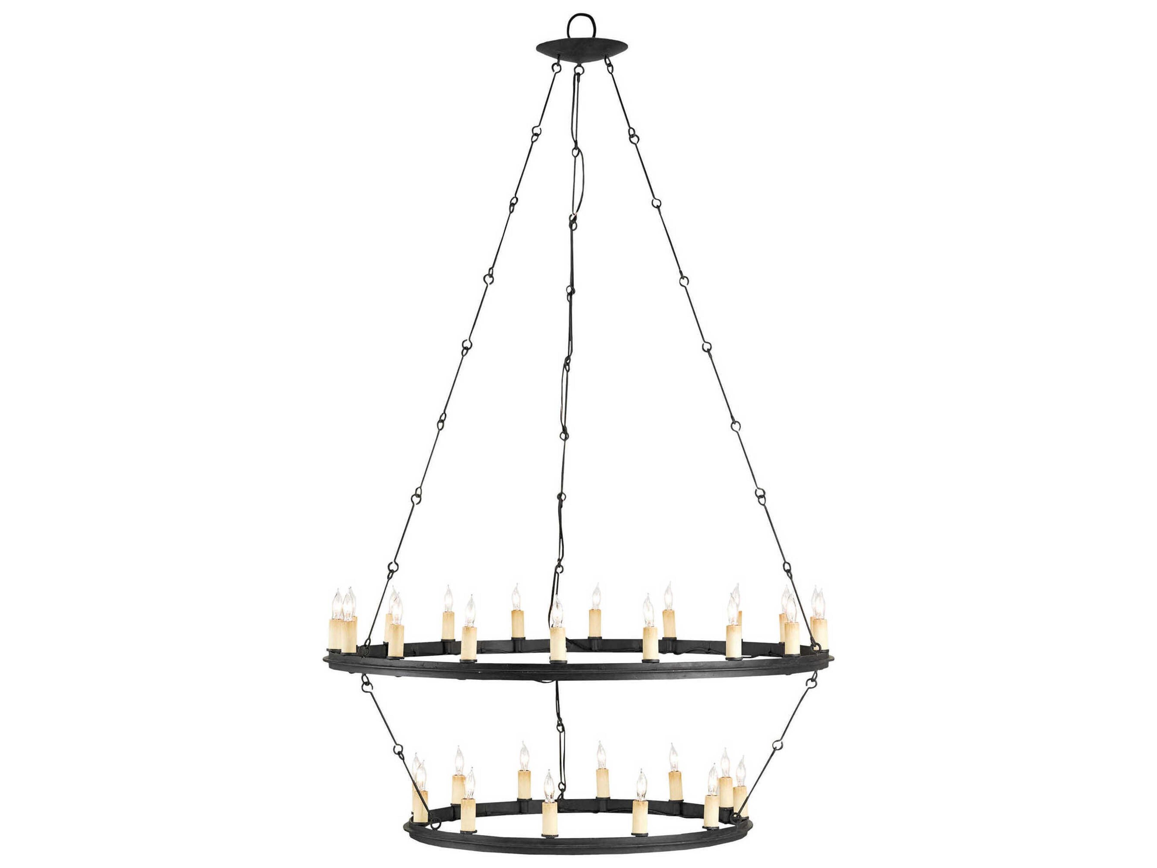 Currey & Company Toulouse 30-Light Black Smith Candelabra Chandelier