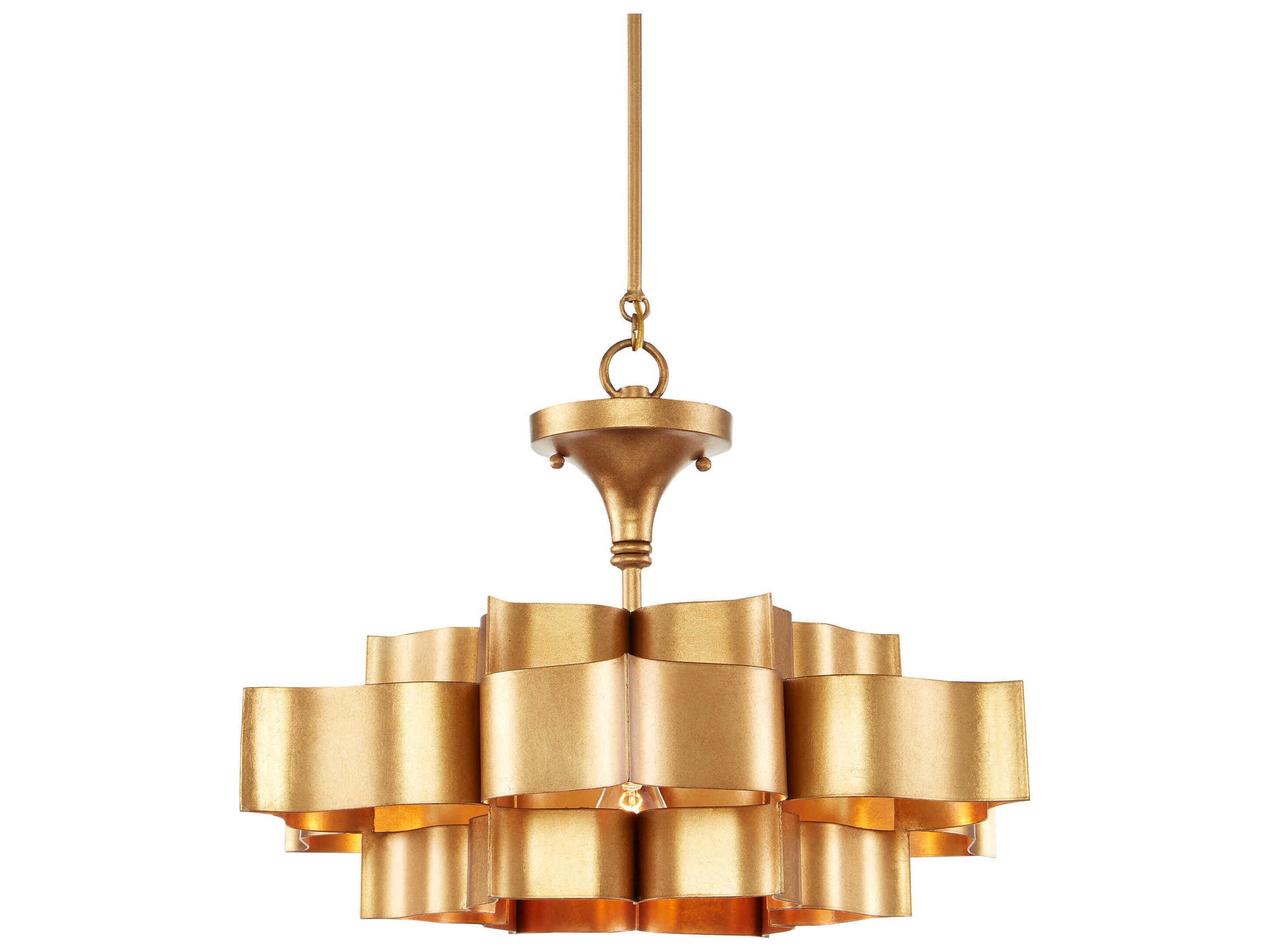 Grand Lotus Small Chandelier in Antique Gold Leaf