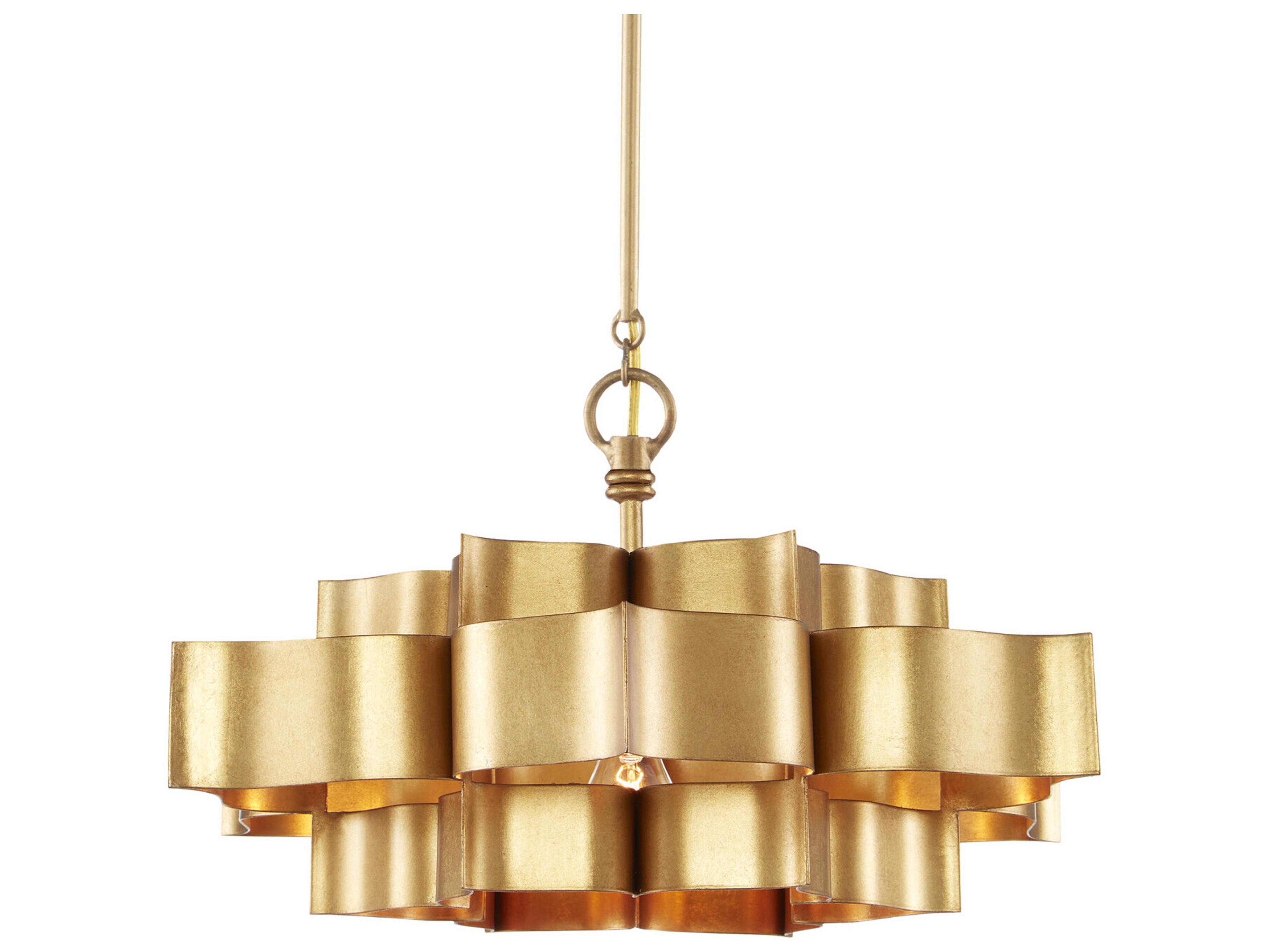 Currey & Company Grand Lotus 1-Light Antique Gold Leaf Pendant