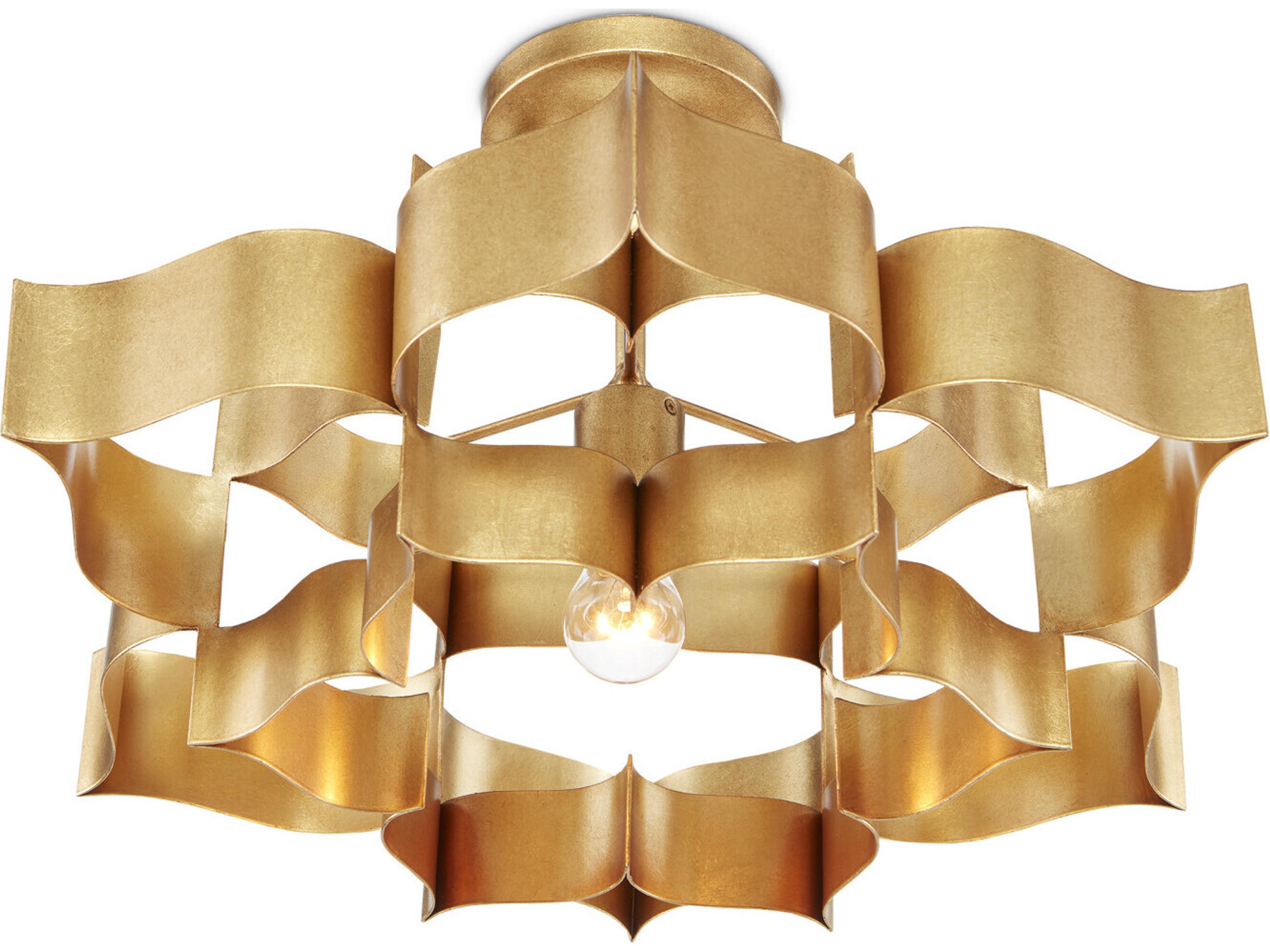 Currey & Company Grand Lotus 1-Light Antique Gold Leaf Pendant