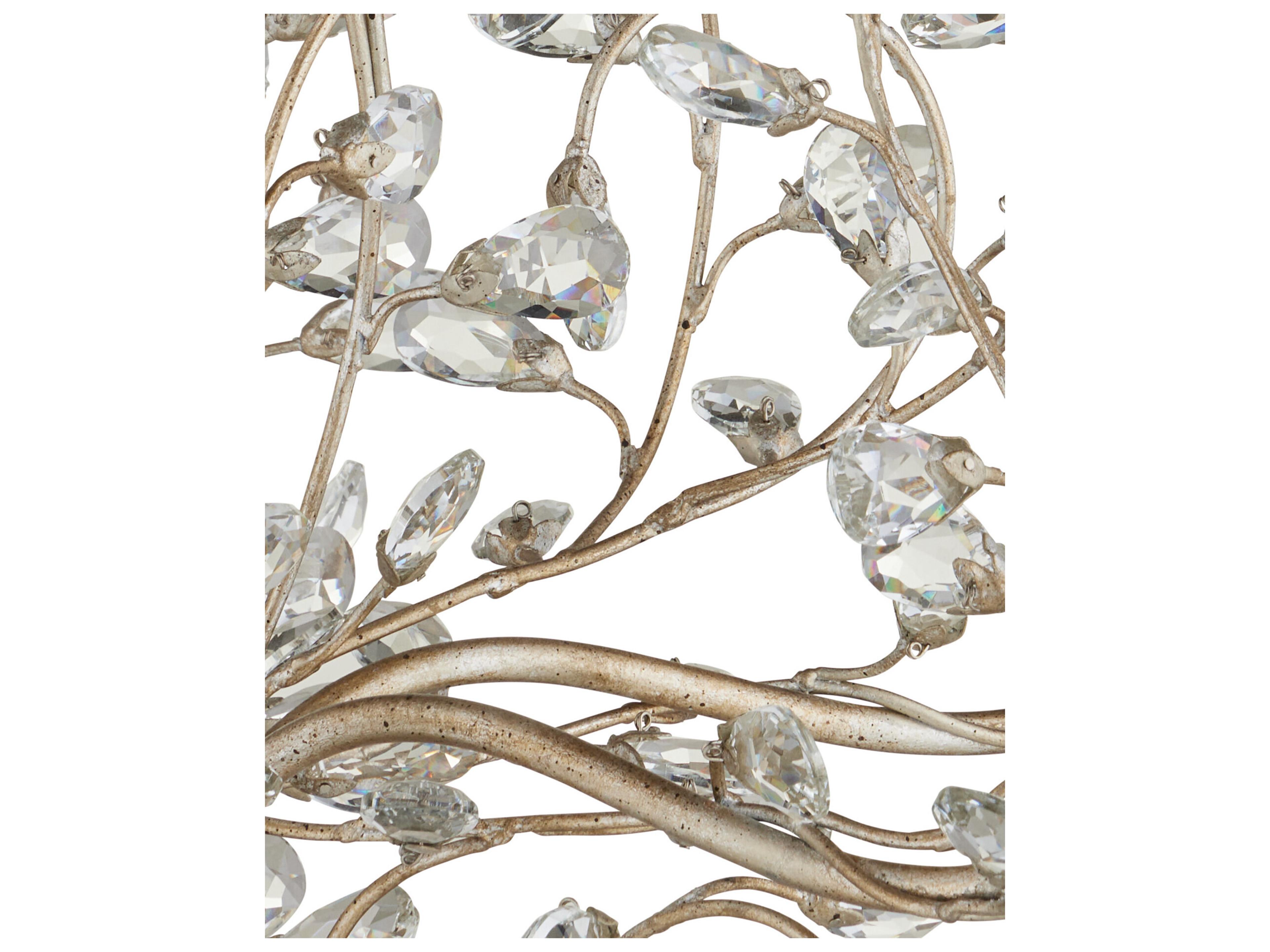 Currey & Company Crystal Bud 6-Light Silver Granello Candelabra Chandelier