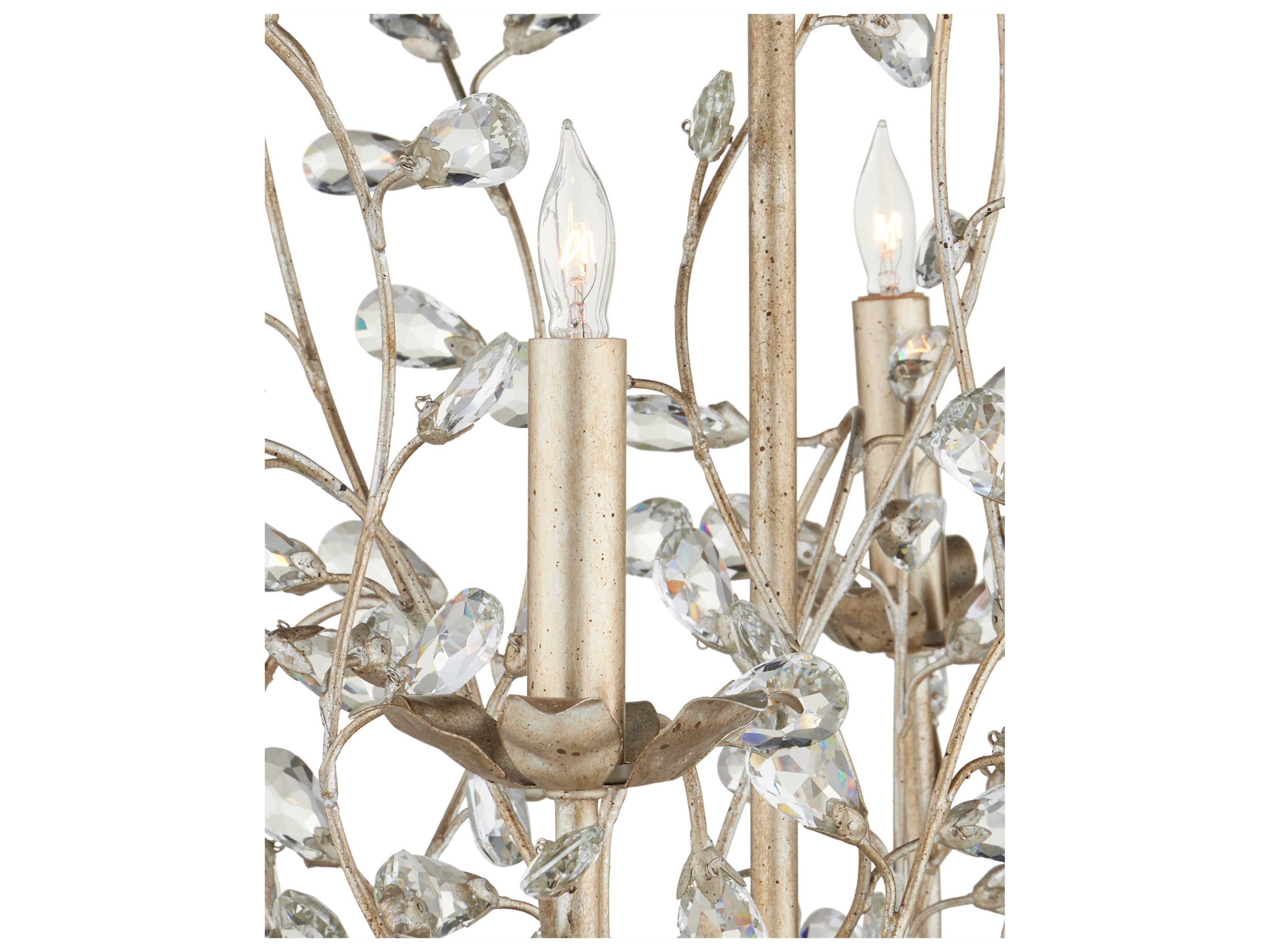 Currey & Company Crystal Bud 8-Light Silver Granello Candelabra Chandelier