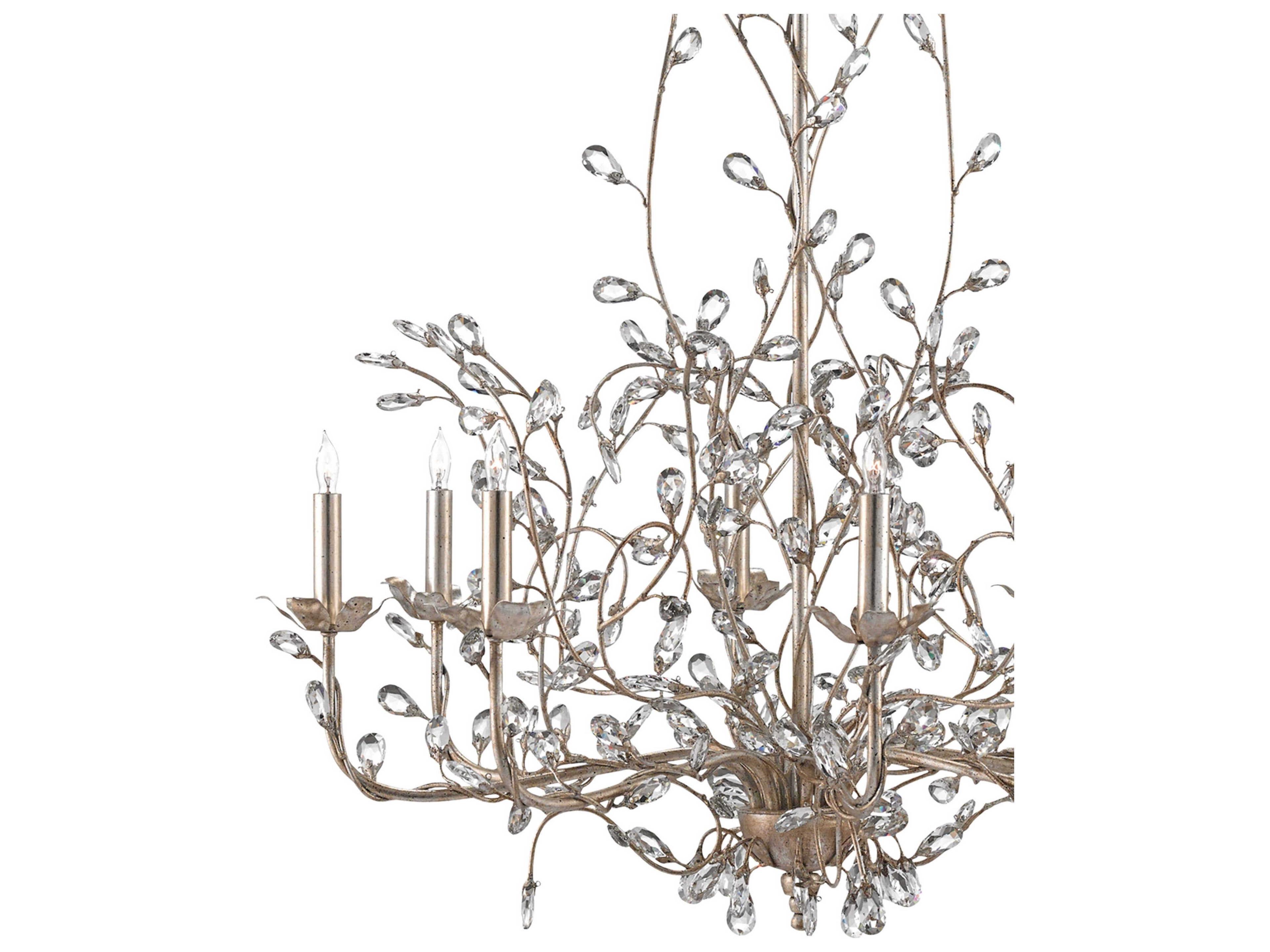 Currey & Company Crystal Bud 8-Light Silver Granello Candelabra Chandelier