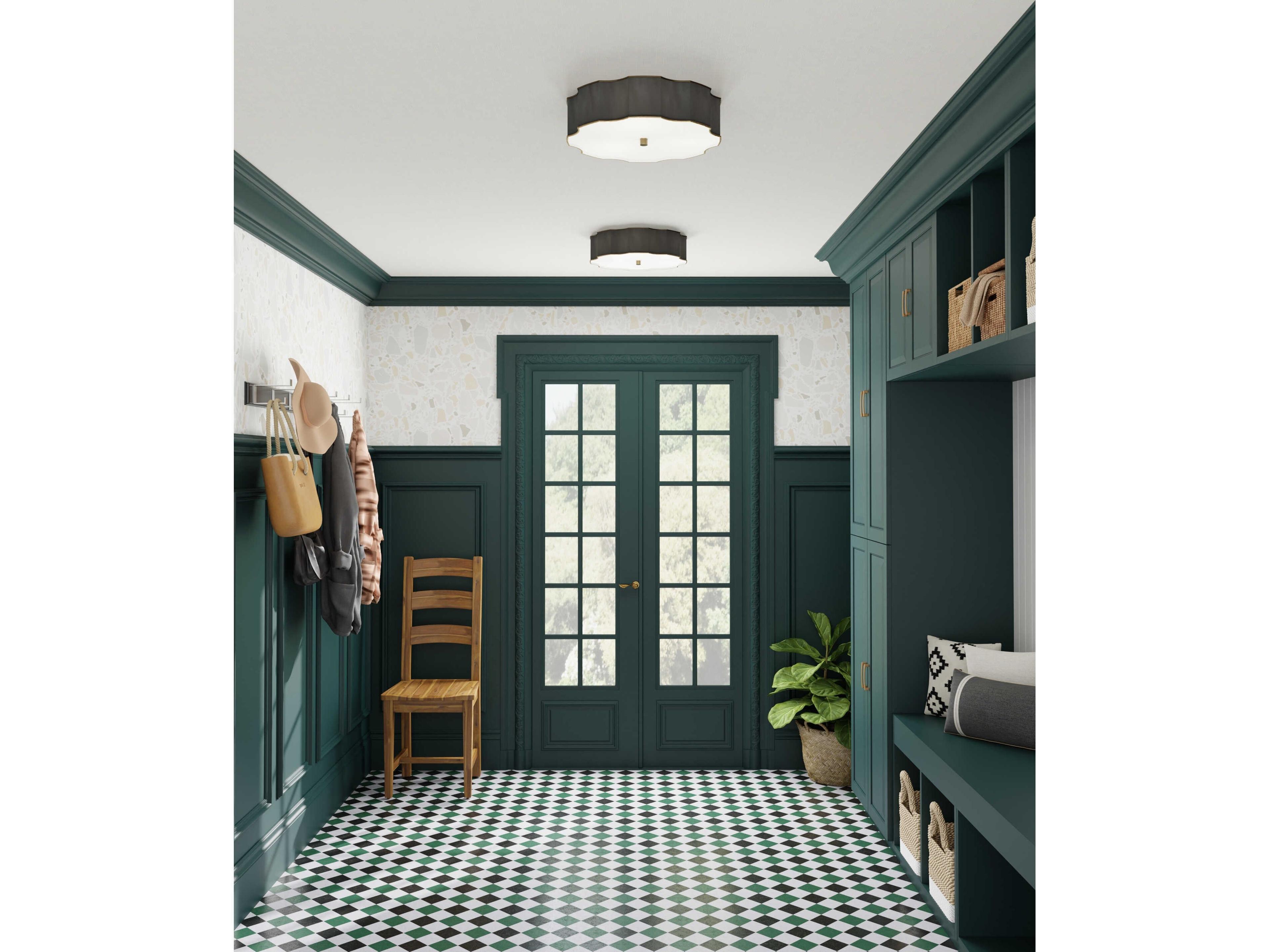 Currey & Company Wexford Antique Brass Tiered Flush Mount