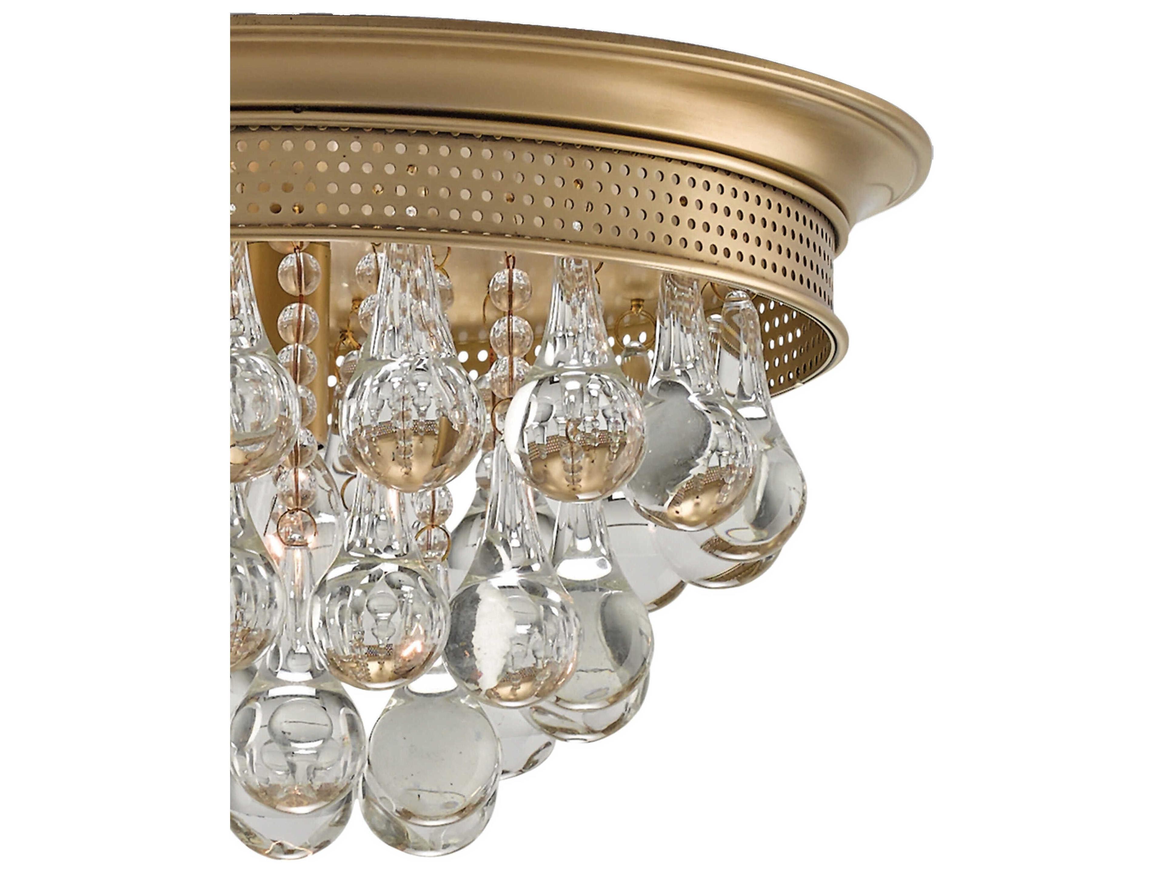 Currey & Company Worthing Antique Brass Crystal Globe Round Flush Mount