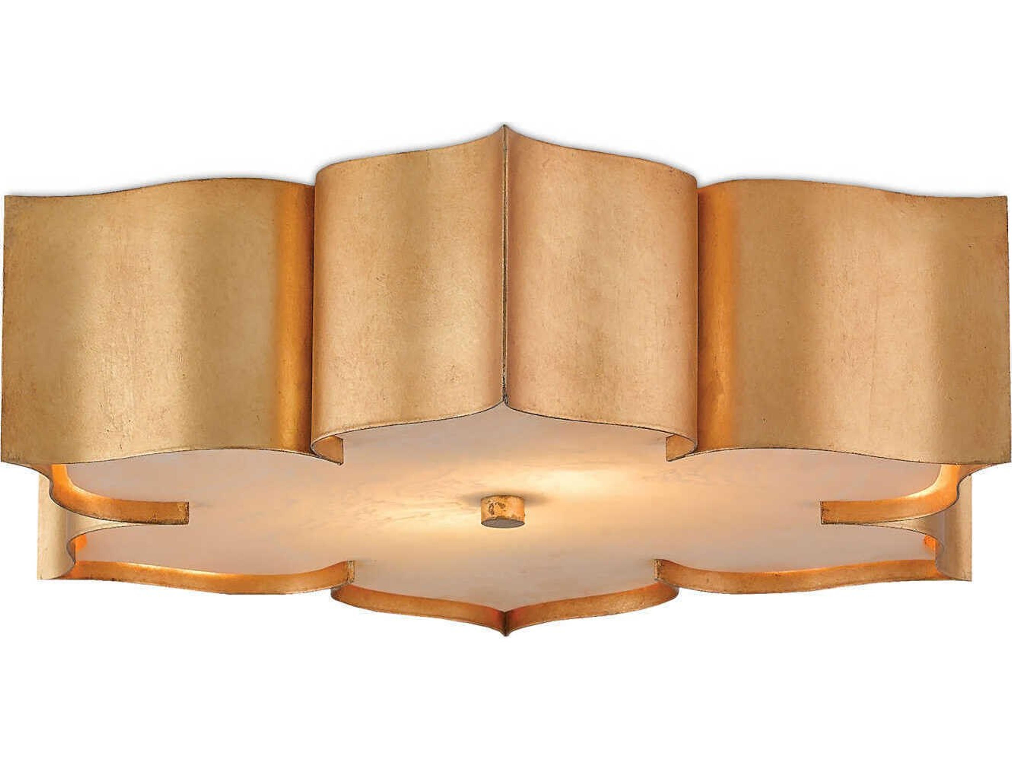 Currey & Company Grand Lotus 2-Light Antique Gold Leaf Flush Mount