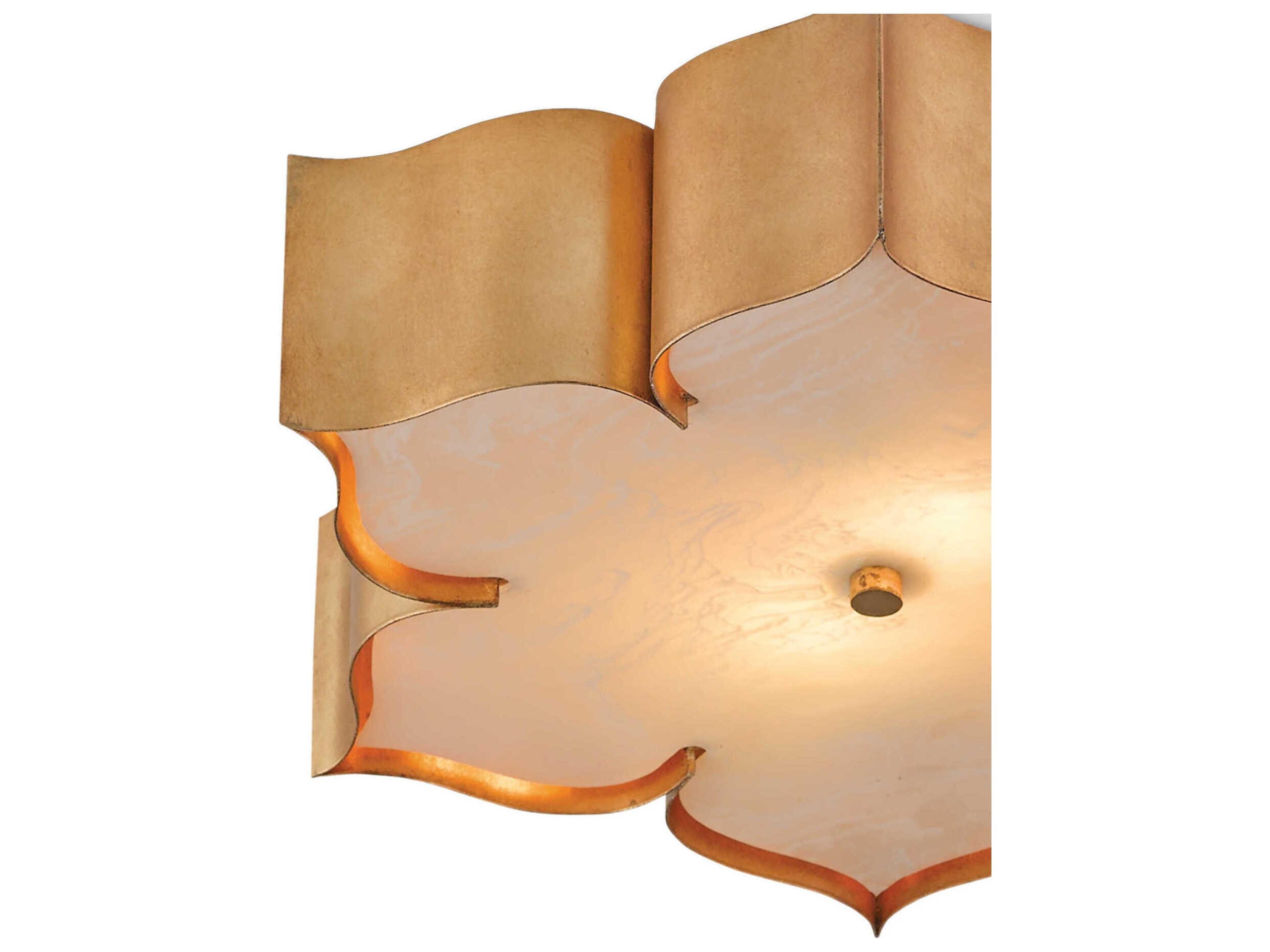 Currey & Company Grand Lotus 2-Light Antique Gold Leaf Flush Mount