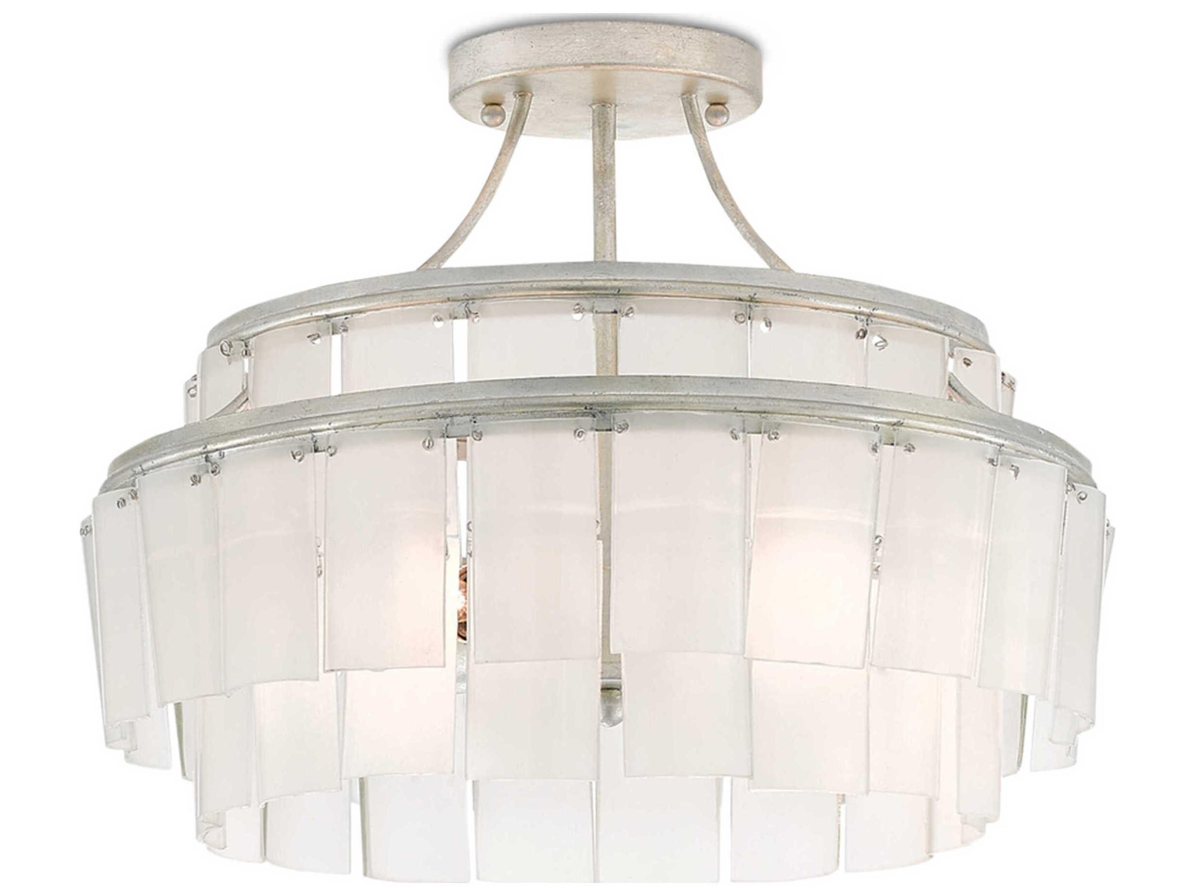 Vintner Blanc Semi-Flush Mount Contemporary Silver Leaf Ceiling Light