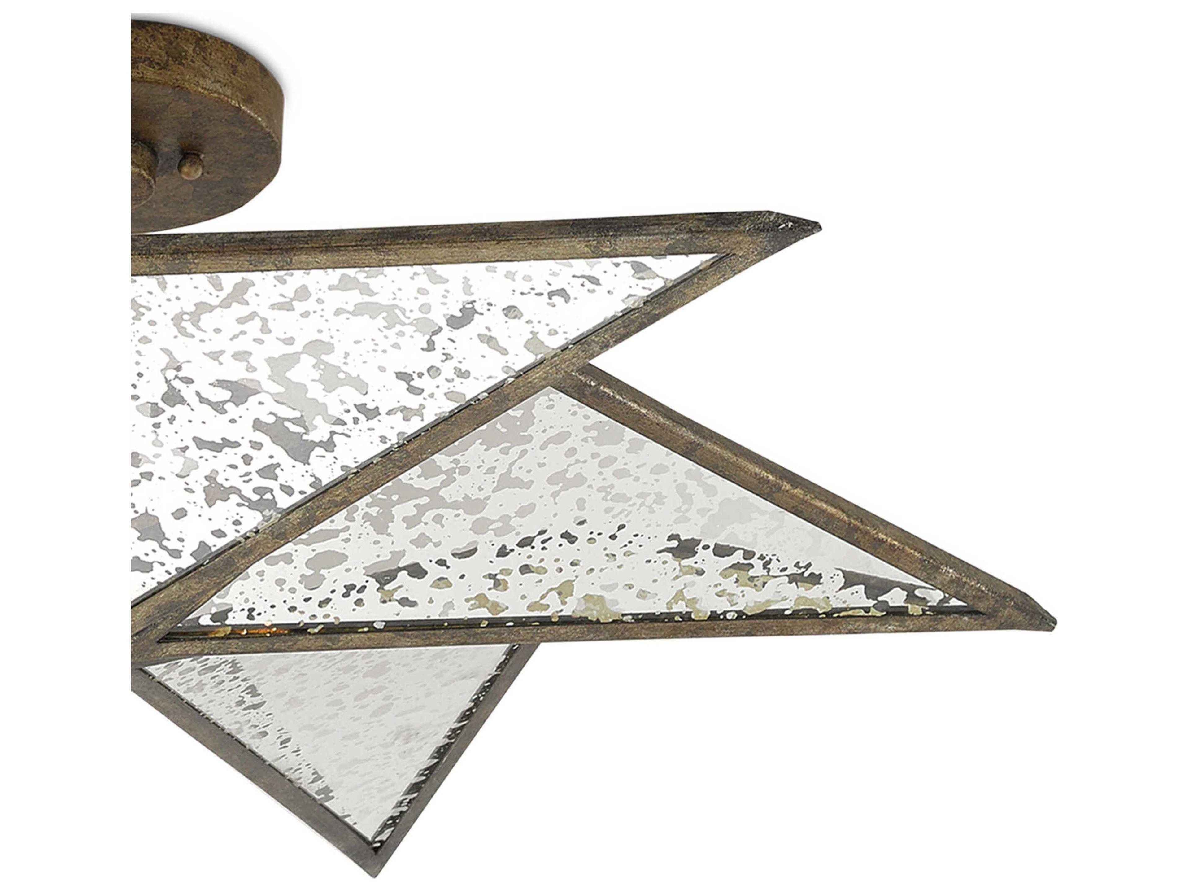Currey & Company Stargazer Pyrite Bronze Raj Mirror Glass Semi Flush Mount
