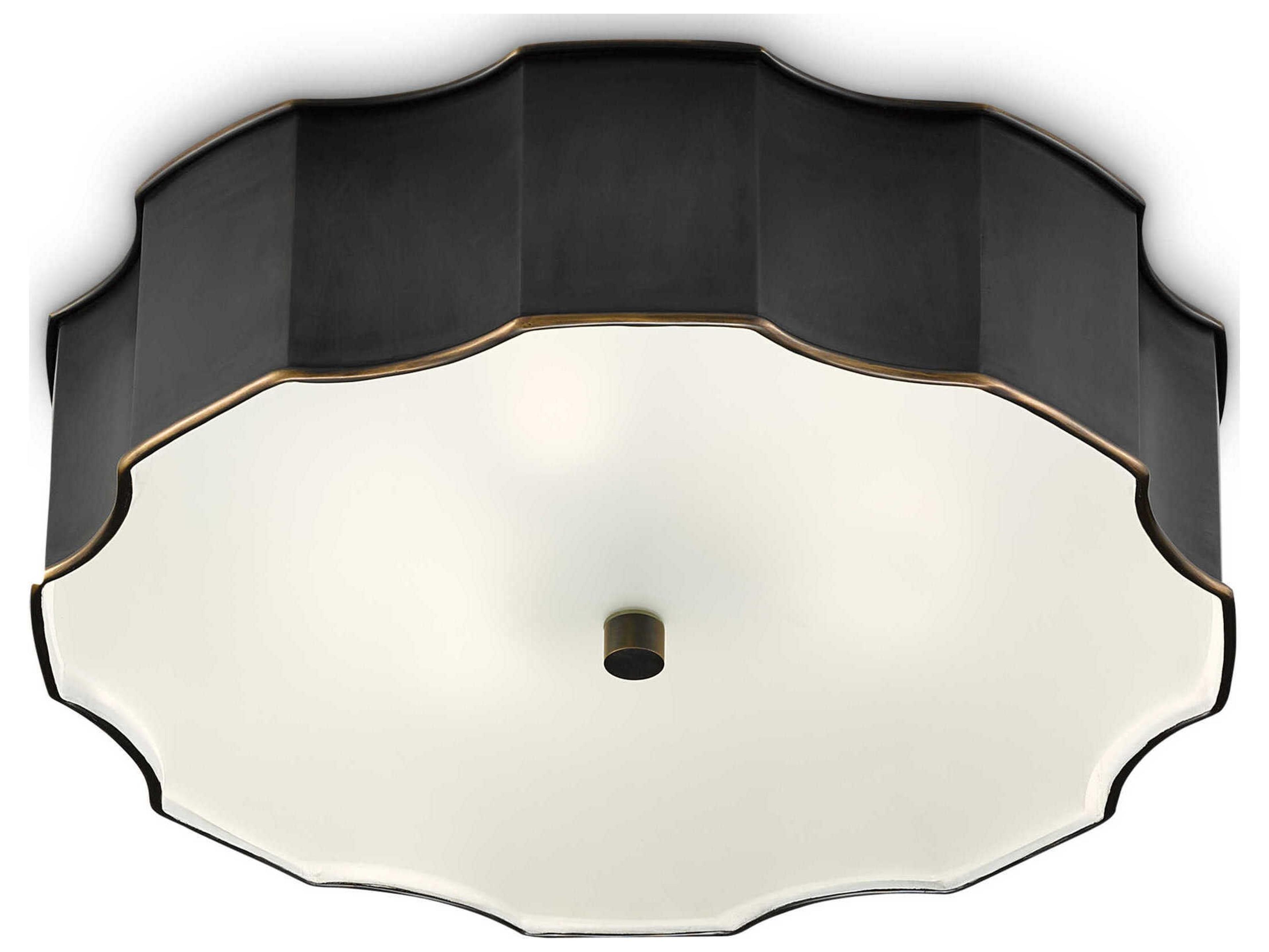 Currey & Company Wexford 3-Light Oil Rubbed Bronze Glass LED Geometric Flush Mount