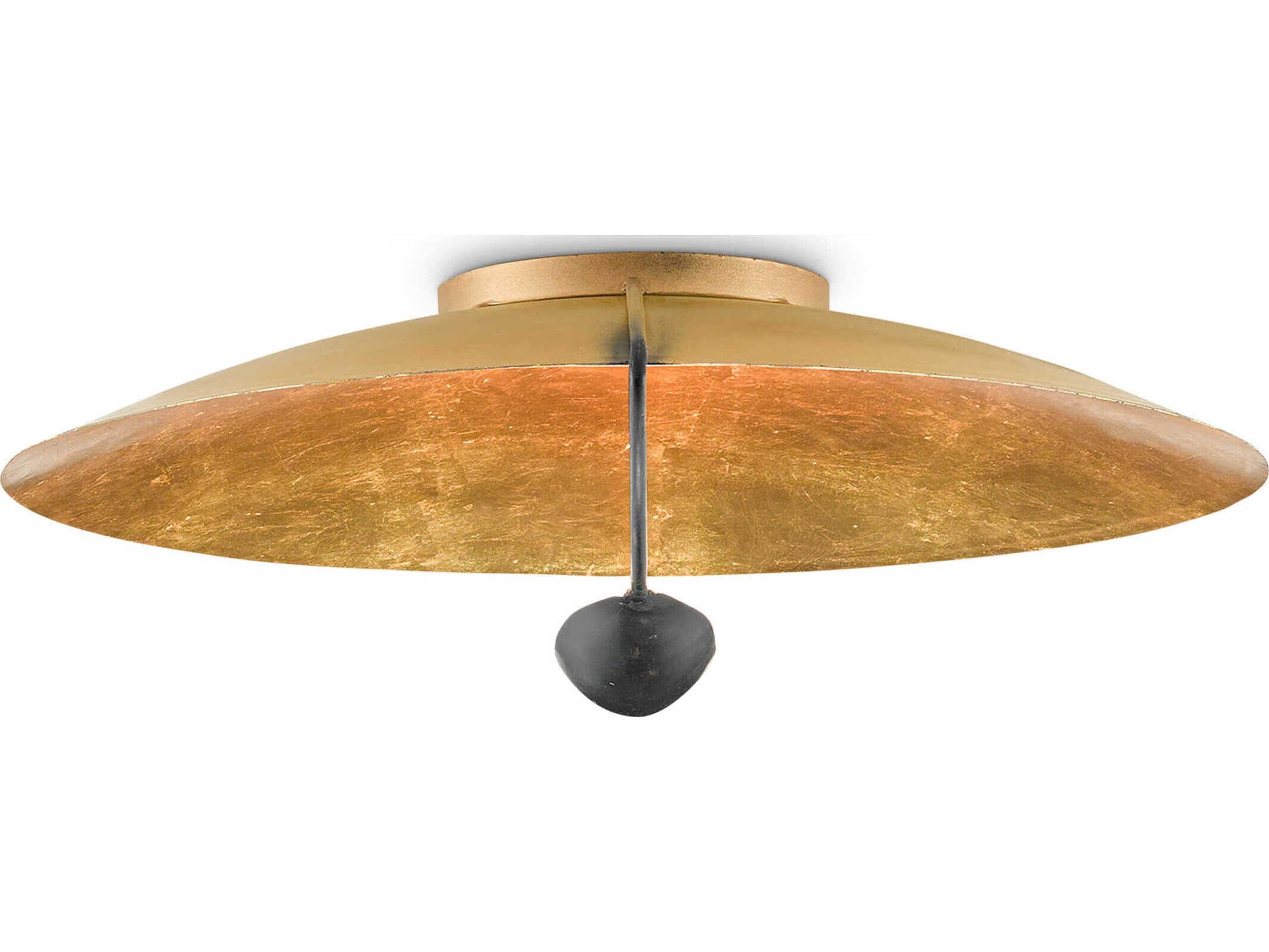 Pinders 2-Light Contemporary Gold Leaf French Black Bowl Flush Mount
