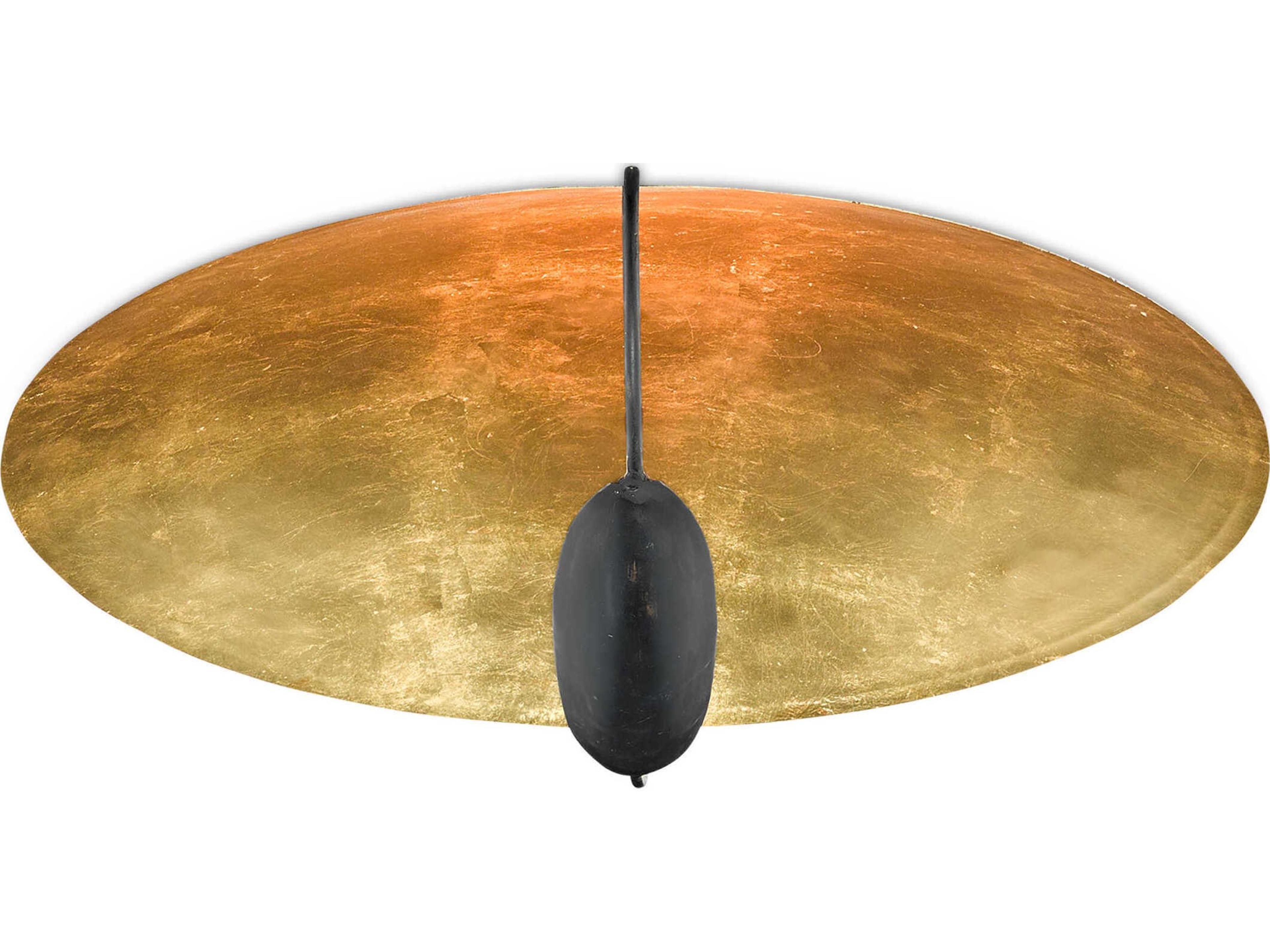 Currey & Company Pinders 2-Light Contemporary Gold Leaf French Black Bowl Flush Mount