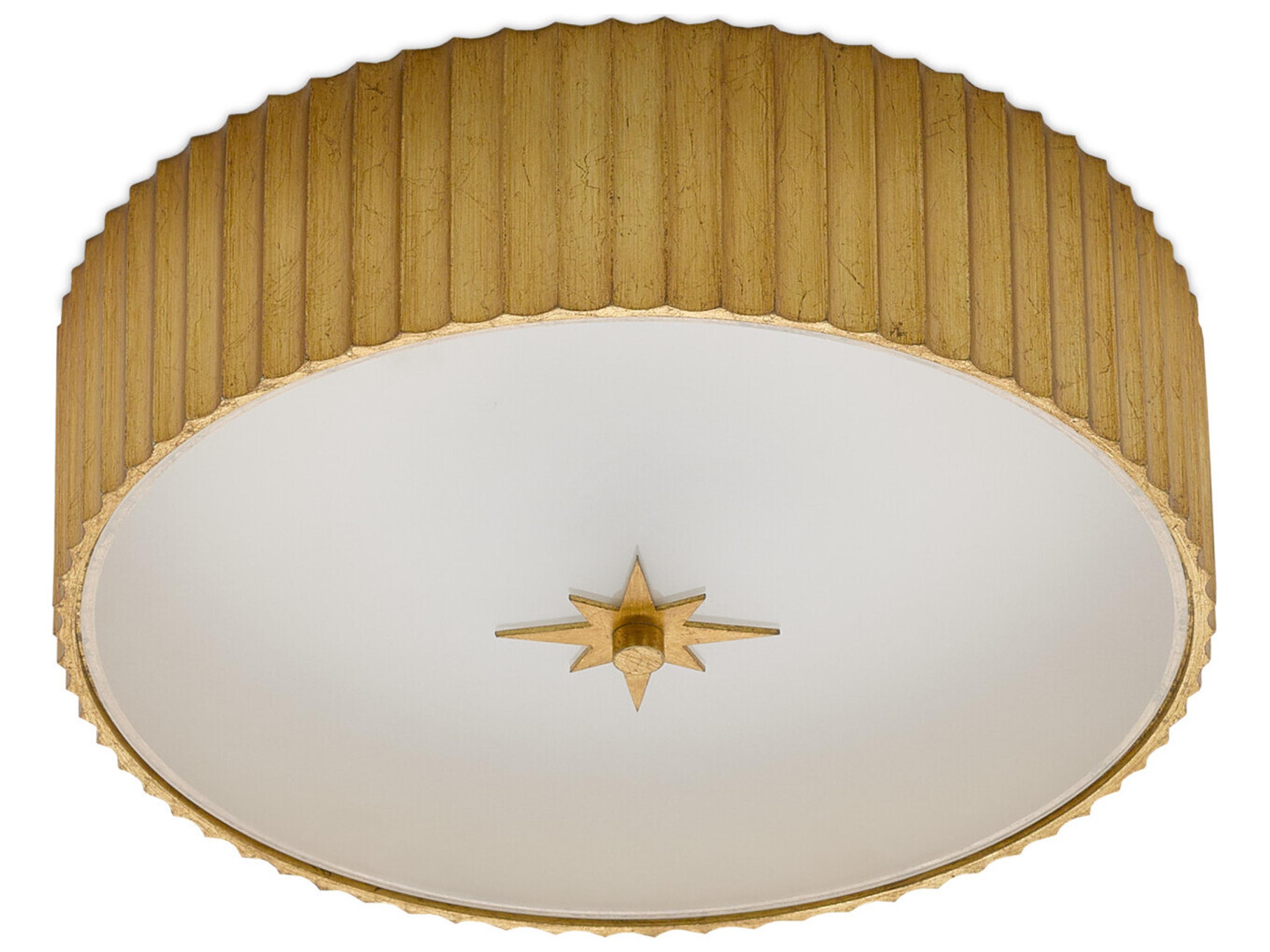Currey & Company Caravel 1-Light Gold Leaf Glass LED Drum Flush Mount