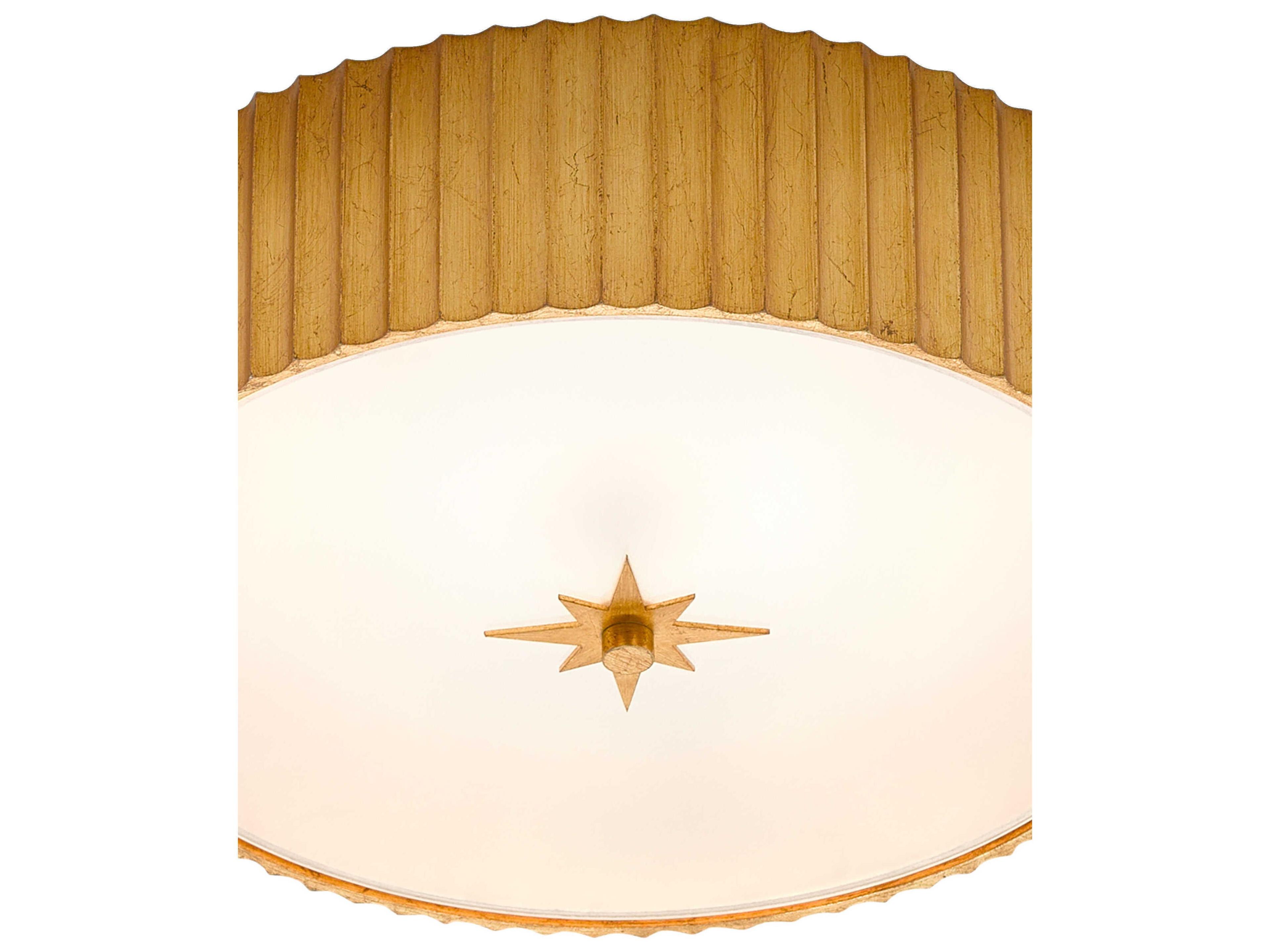 Currey & Company Caravel 1-Light Gold Leaf Glass LED Drum Flush Mount