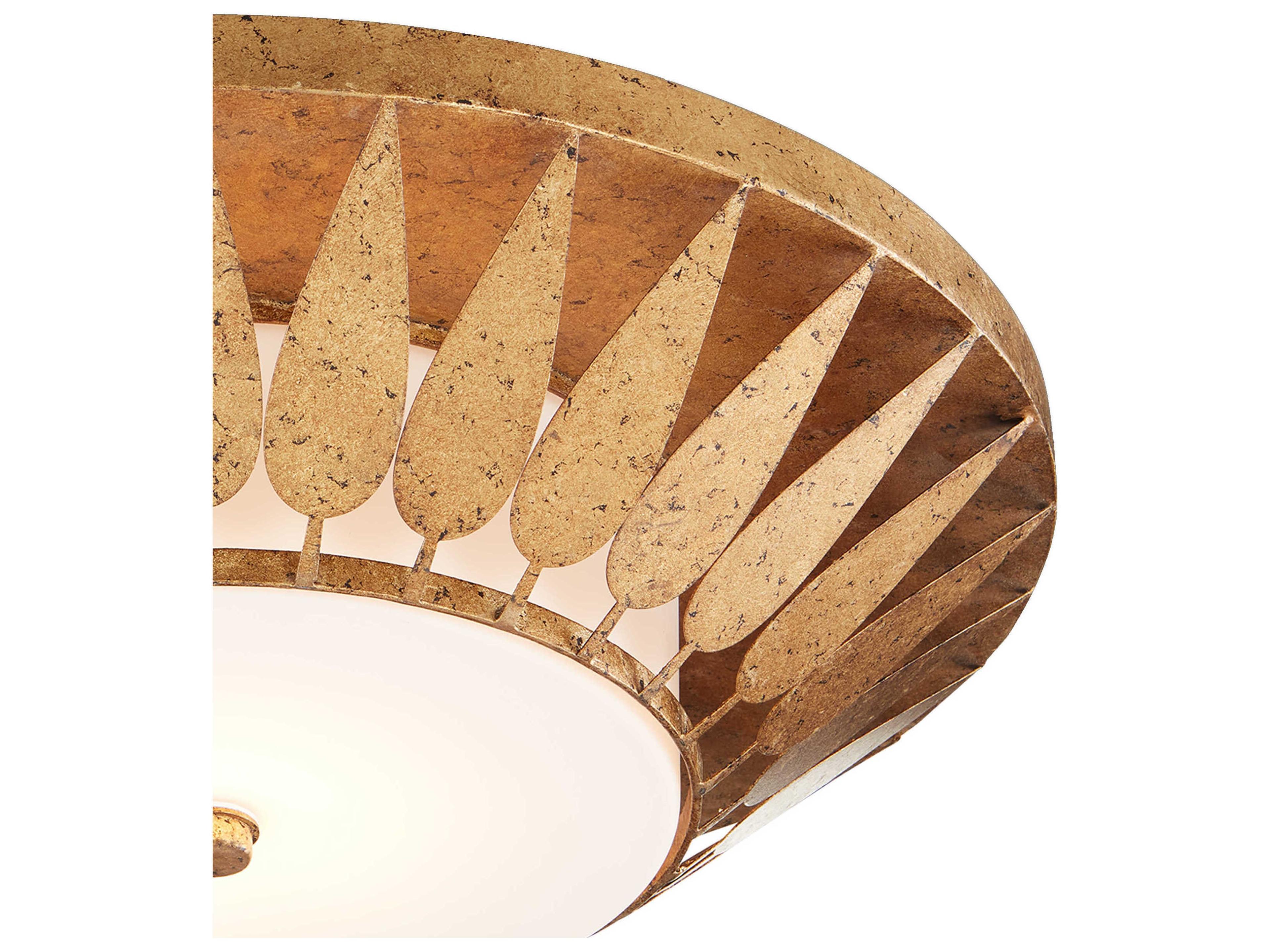 Currey & Company Floris 1-Light New Gold Leaf Glass LED Flush Mount